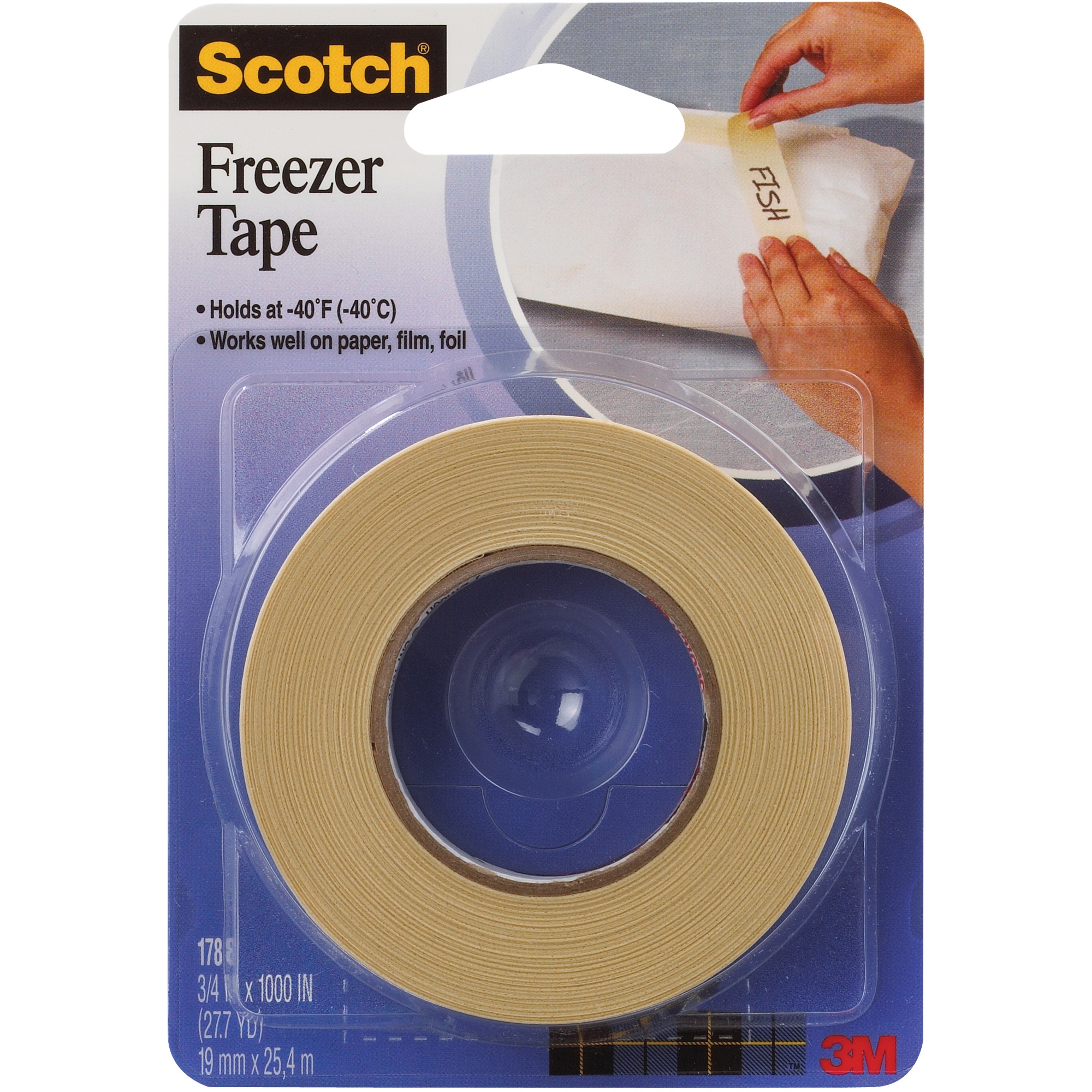 3M™ 178 Freezer Tape, 2.6 Mil, 3/4" x 1000', Natural, 24/Case