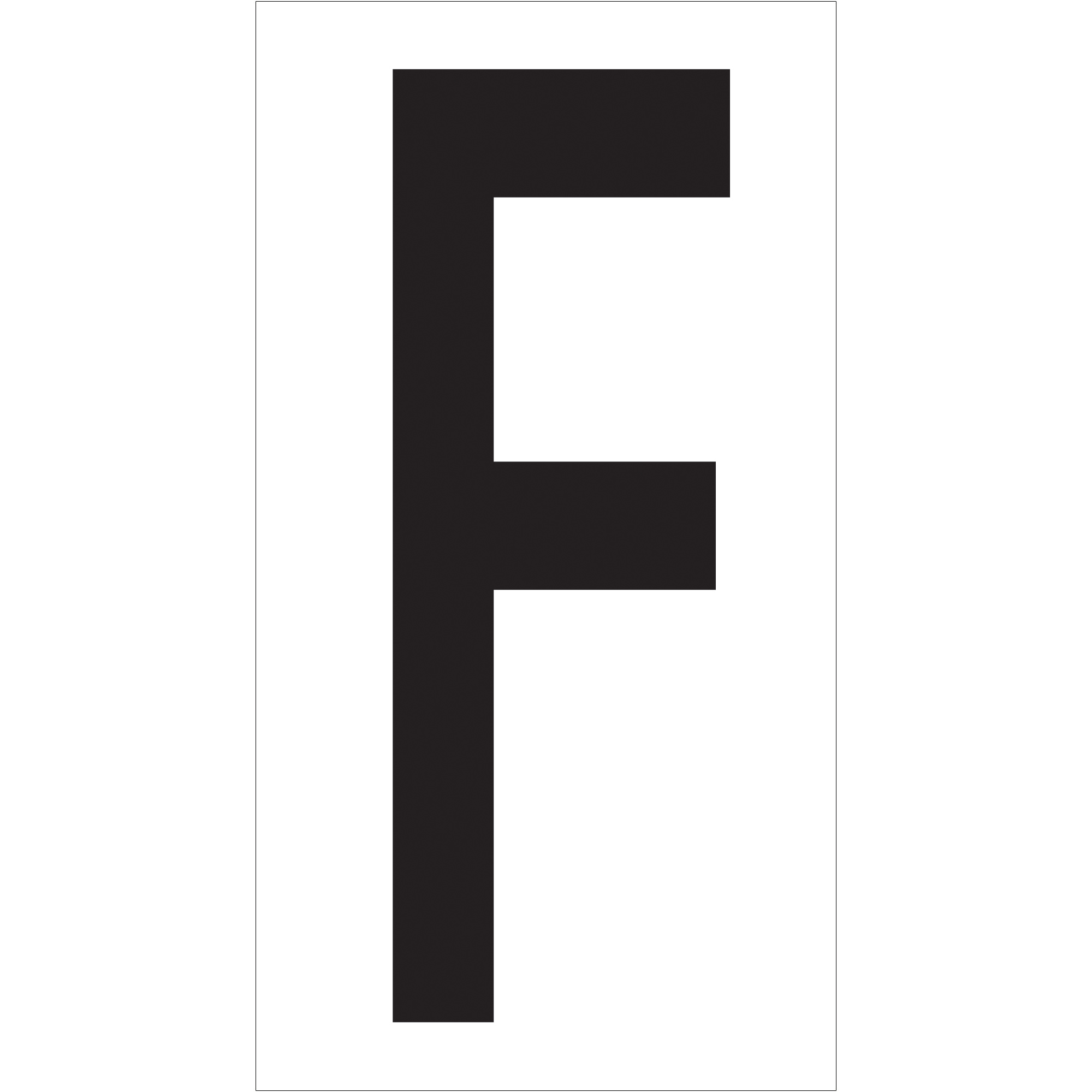 Vinyl Warehouse Letter Labels, "F", 3 1/2", Black/White, 50/Case
