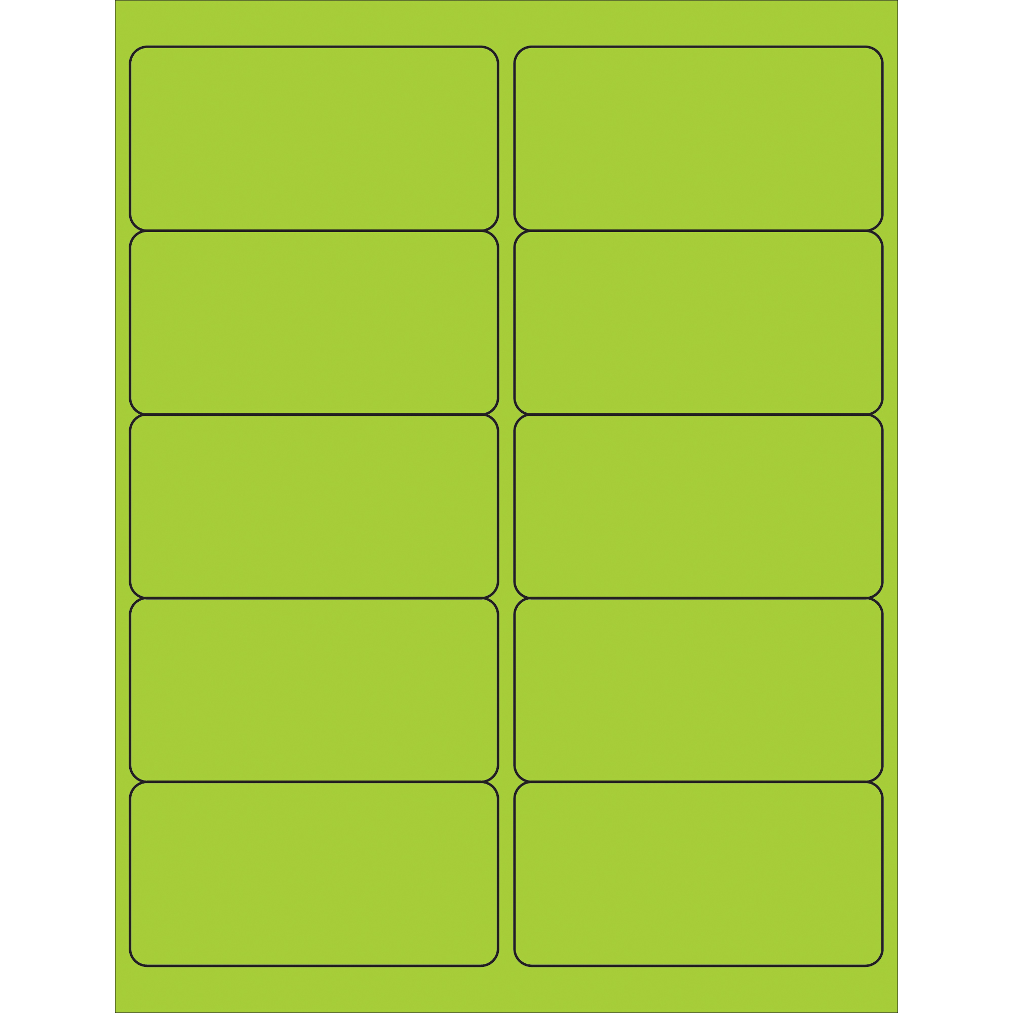Tape Logic® Removable Rectangle Laser Labels, 4" x 2", Fluorescent Green, 1000/Case