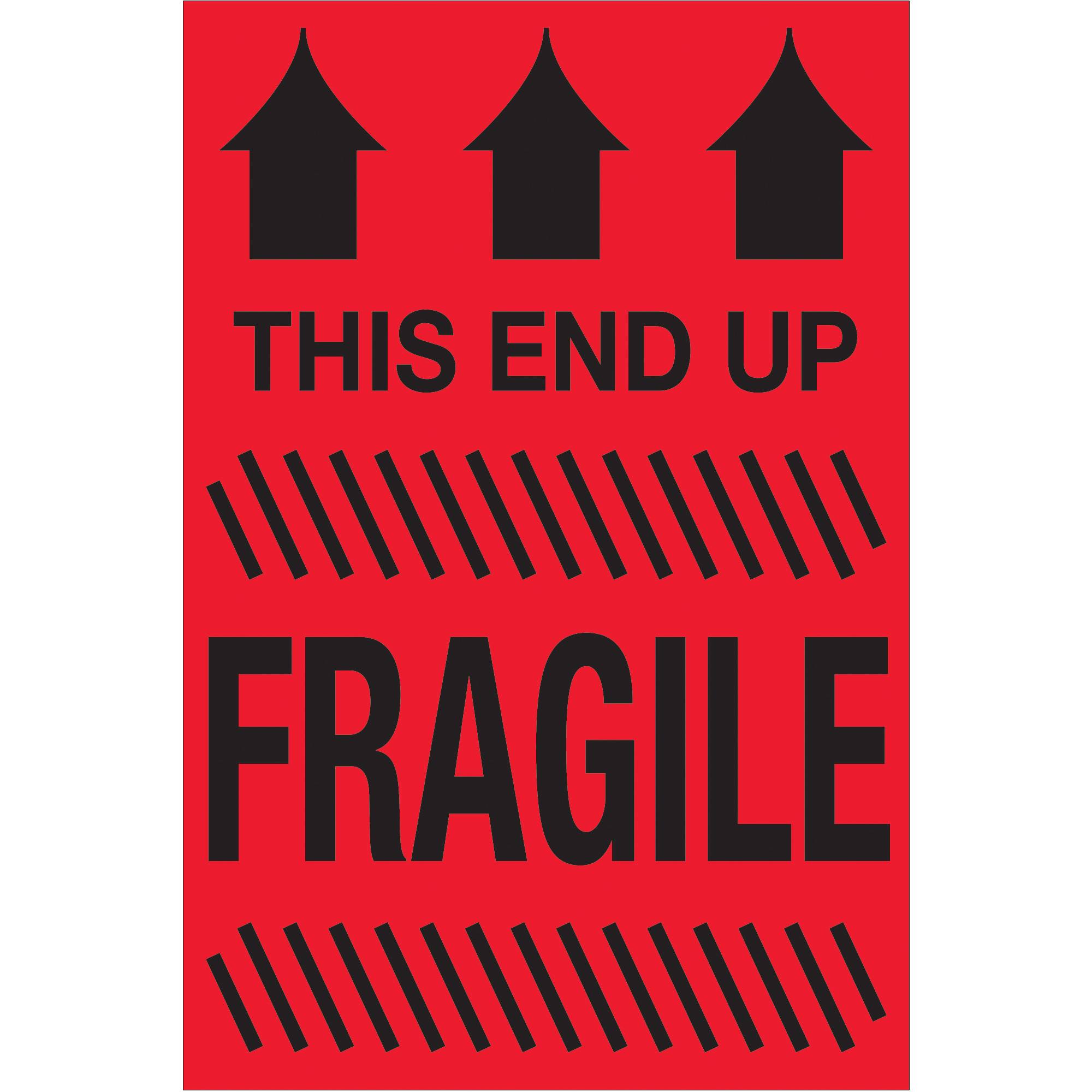 Tape Logic® Labels, "This End Up - Fragile", 2" x 3", Fluorescent Red, 500/Roll