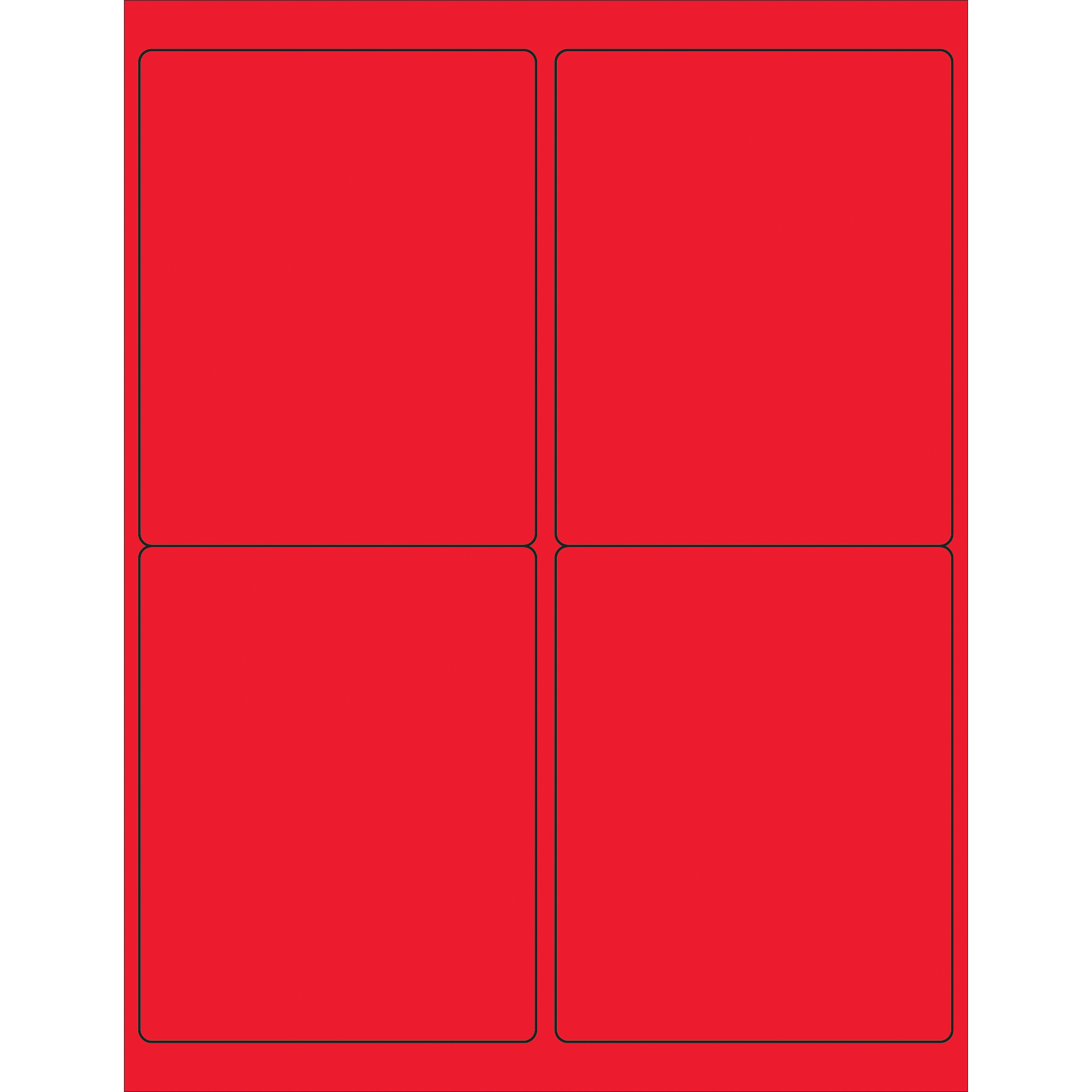 Tape Logic® Rectangle Laser Labels, 4" x 5", Fluorescent Red, 400/Case