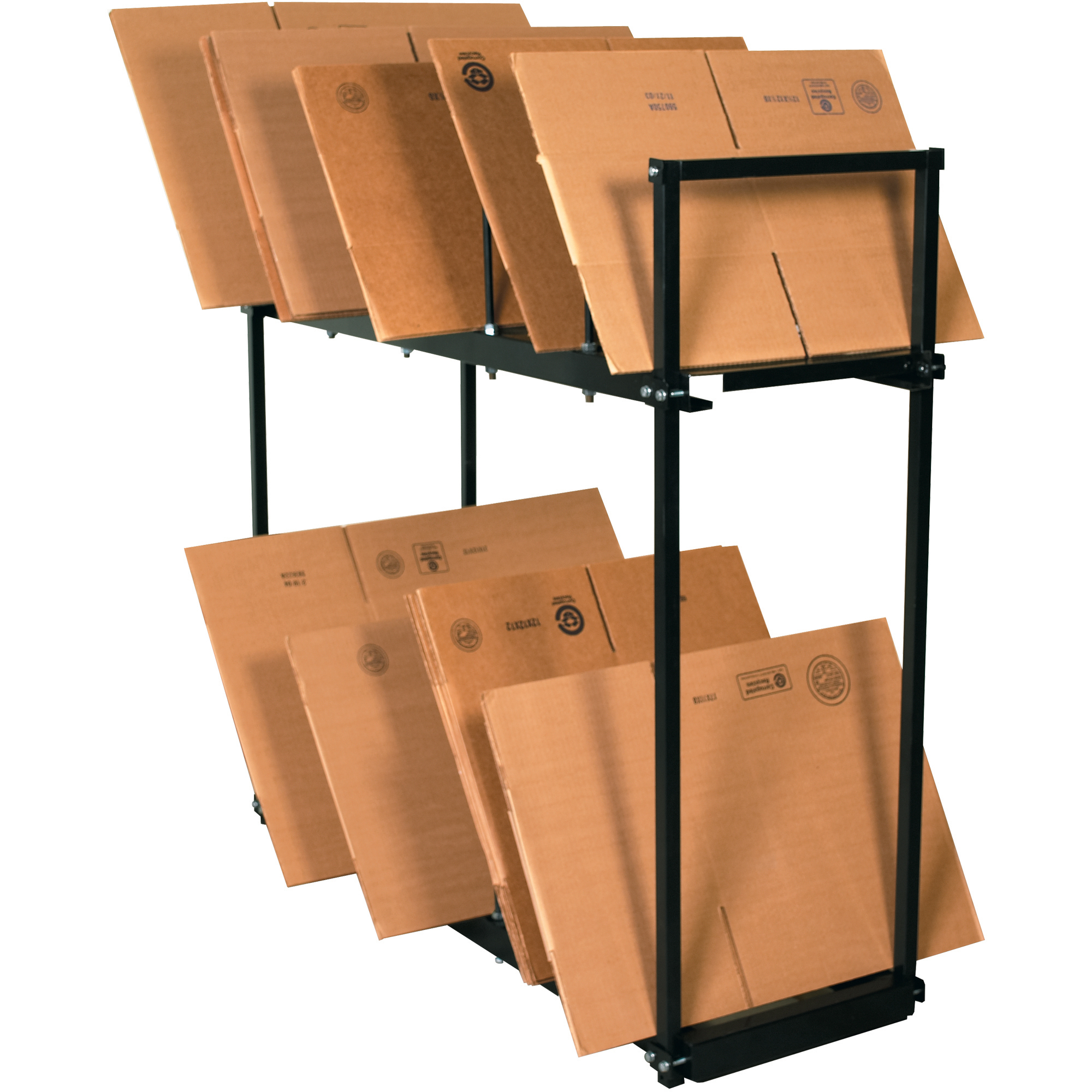 Two Tier Carton Stand, 54" x 18" x 50", Black, 1/Each