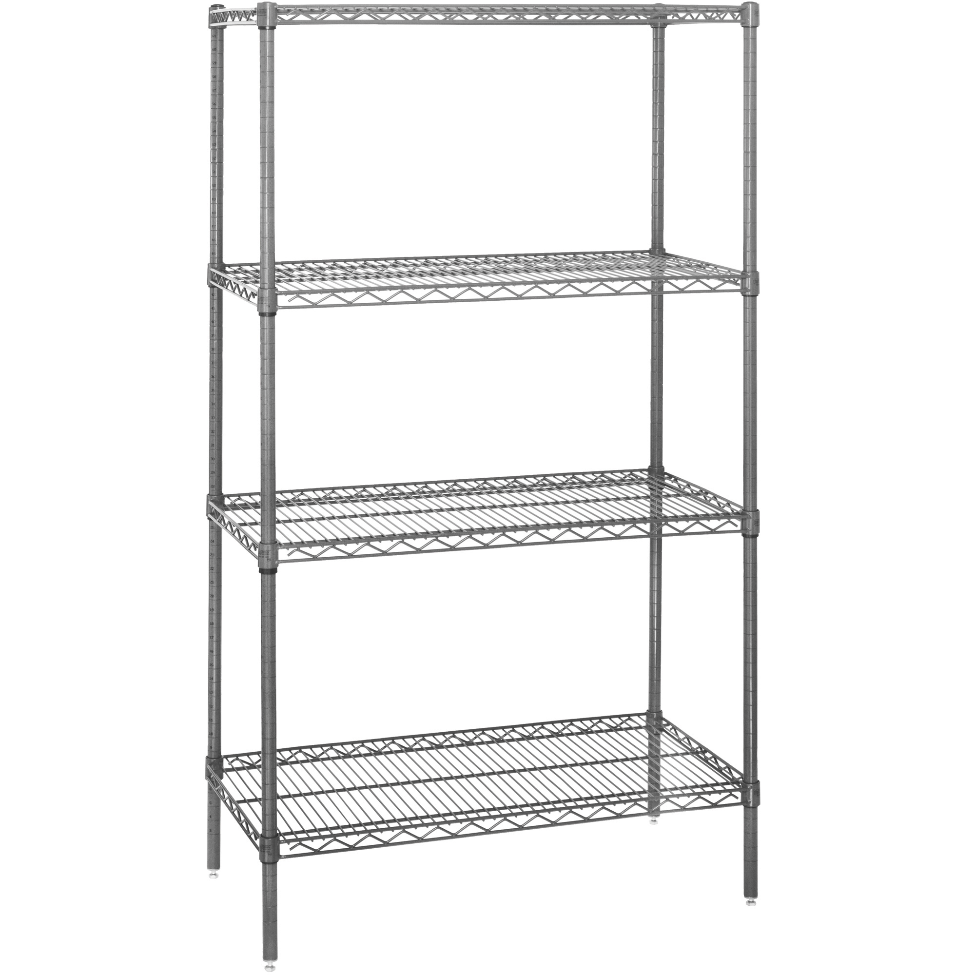 Wire Shelving Add-On Unit, 4 Shelf, 60" x 36" x 86", Chrome, 1/Each