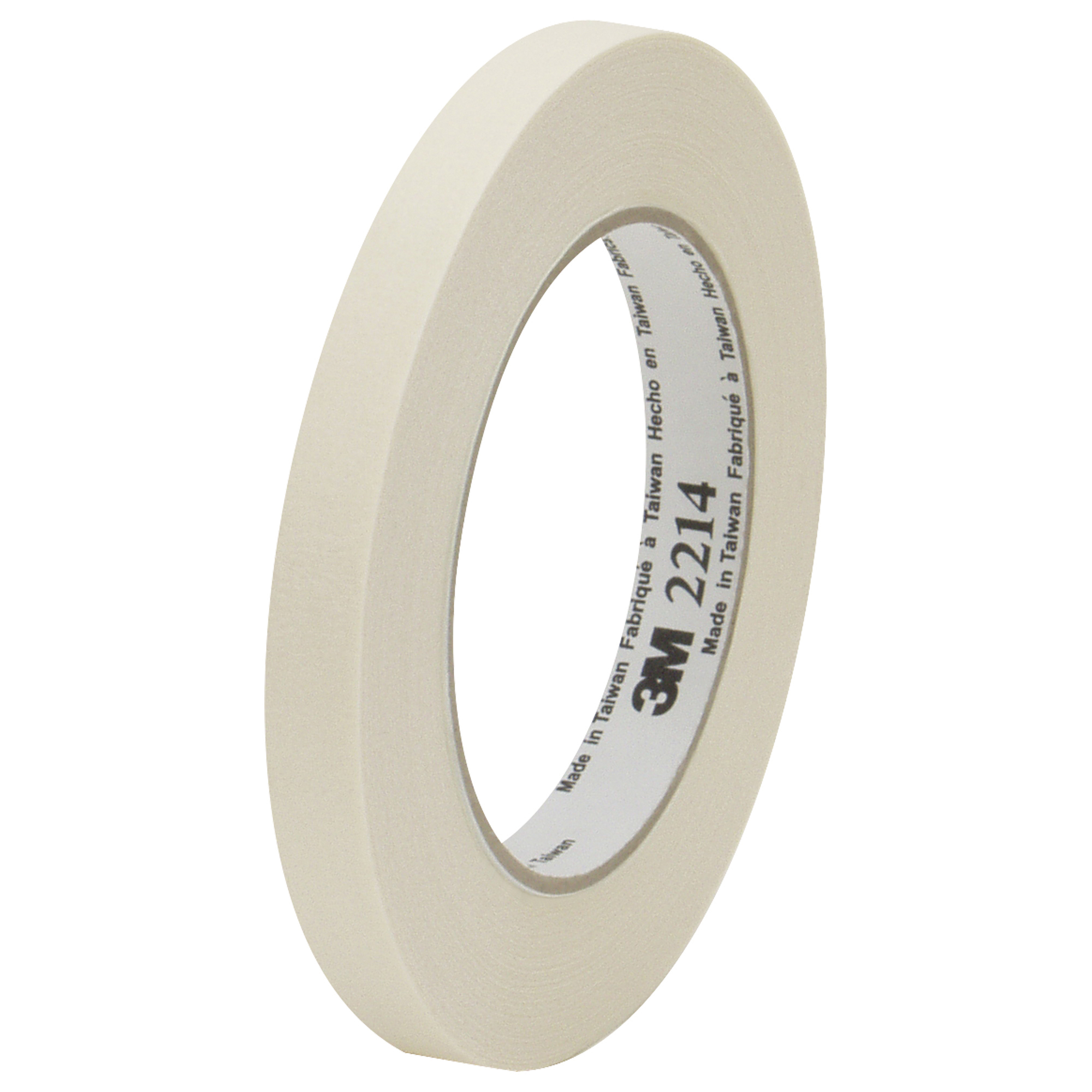 3M™ 2214 Masking Tape, 5.2 Mil, 1/2" x 60 yds., Natural, 72/Case