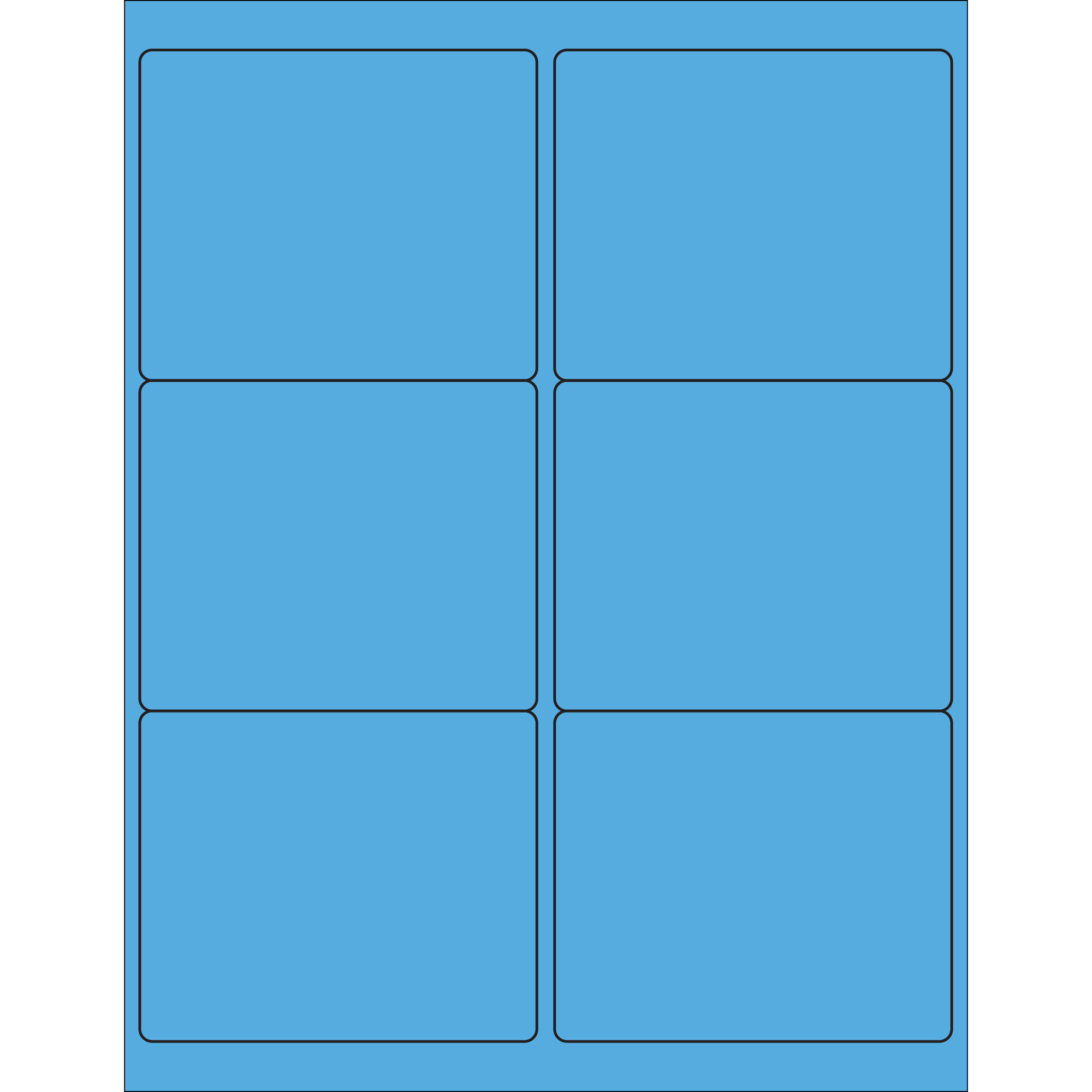 4 x 3 1/3" Fluorescent Blue Rectangle Laser Labels 100 SHEETS