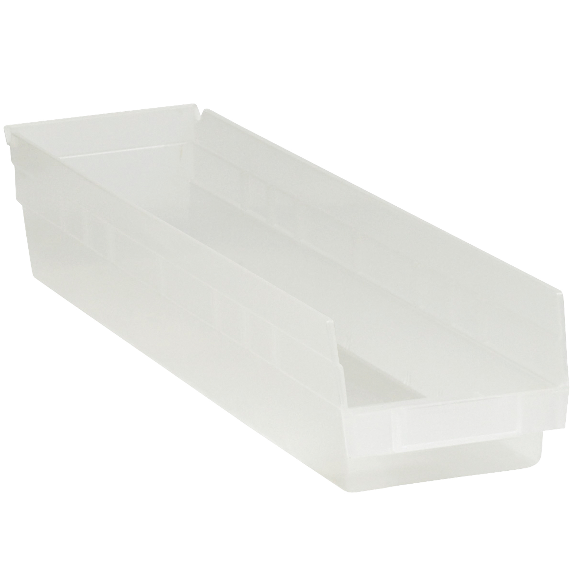 Plastic Shelf Bins, 23 5/8" x 4 1/8" x 4", Clear, 16/Case