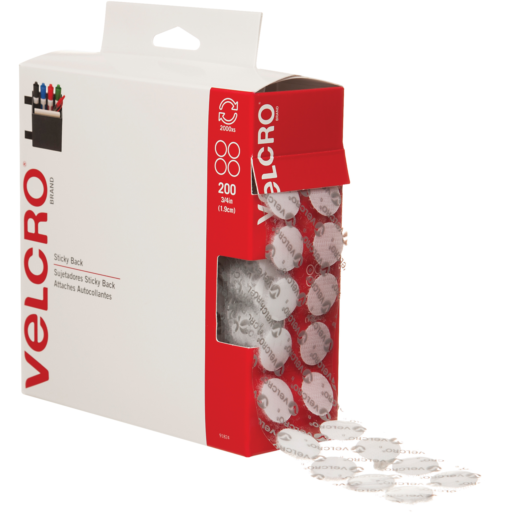 Velcro® Tape, Combo Packs, Dots, 3/4", White, 200/Case