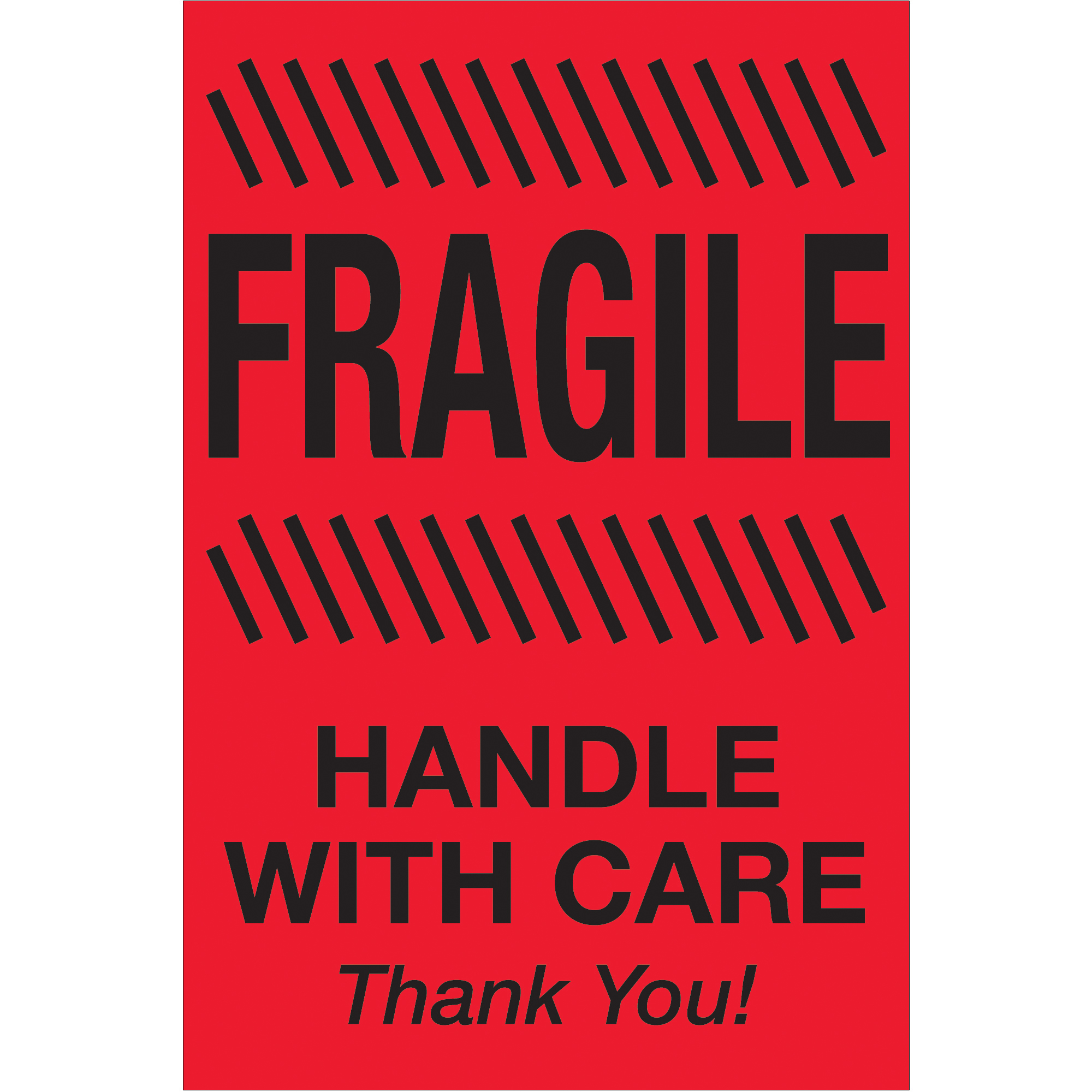 Tape Logic® Labels, "Fragile - Handle With Care", 2" x 3", Fluorescent Red, 500/Roll