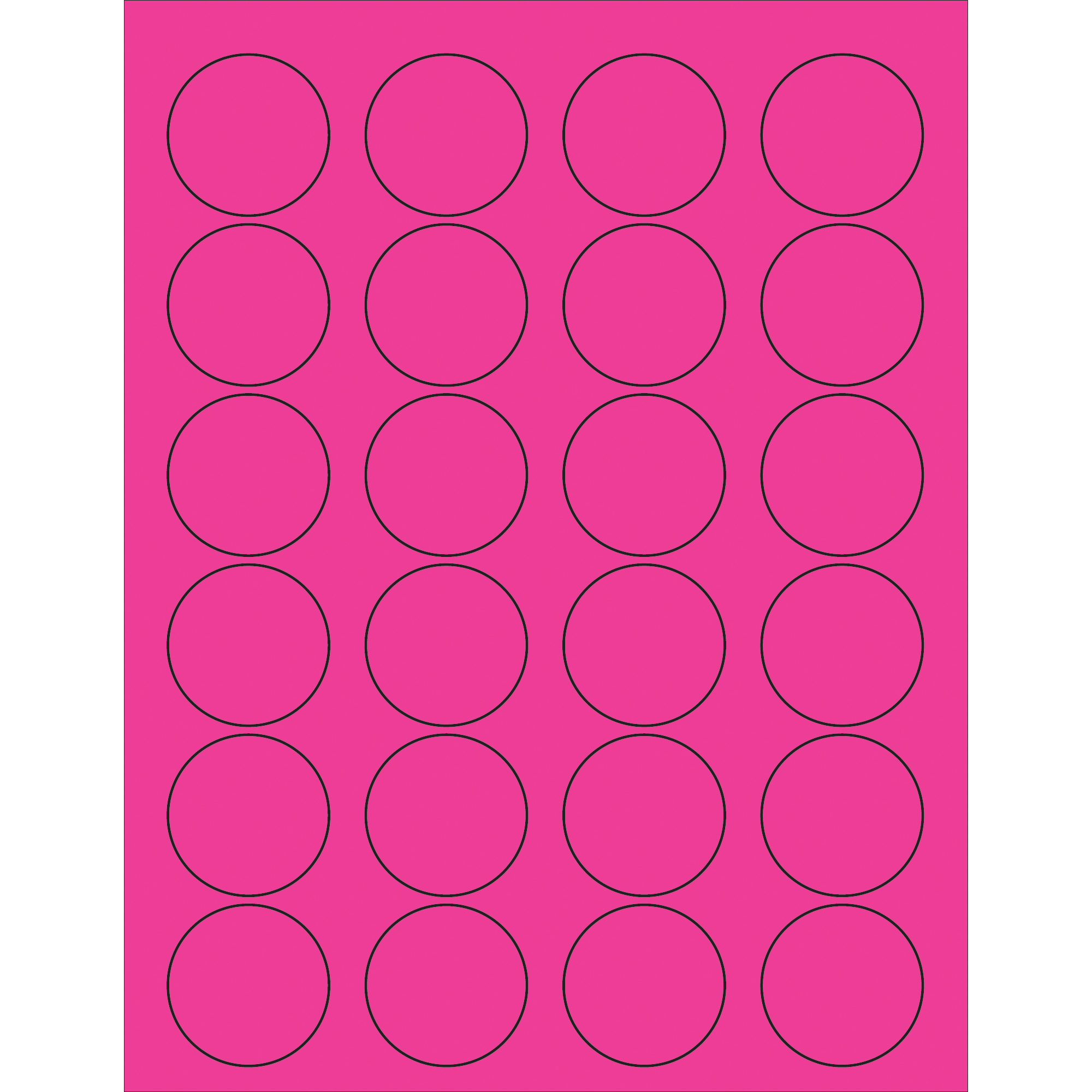 Tape Logic® Circle Laser Labels, 1 5/8", Fluorescent Pink, 2400/Case