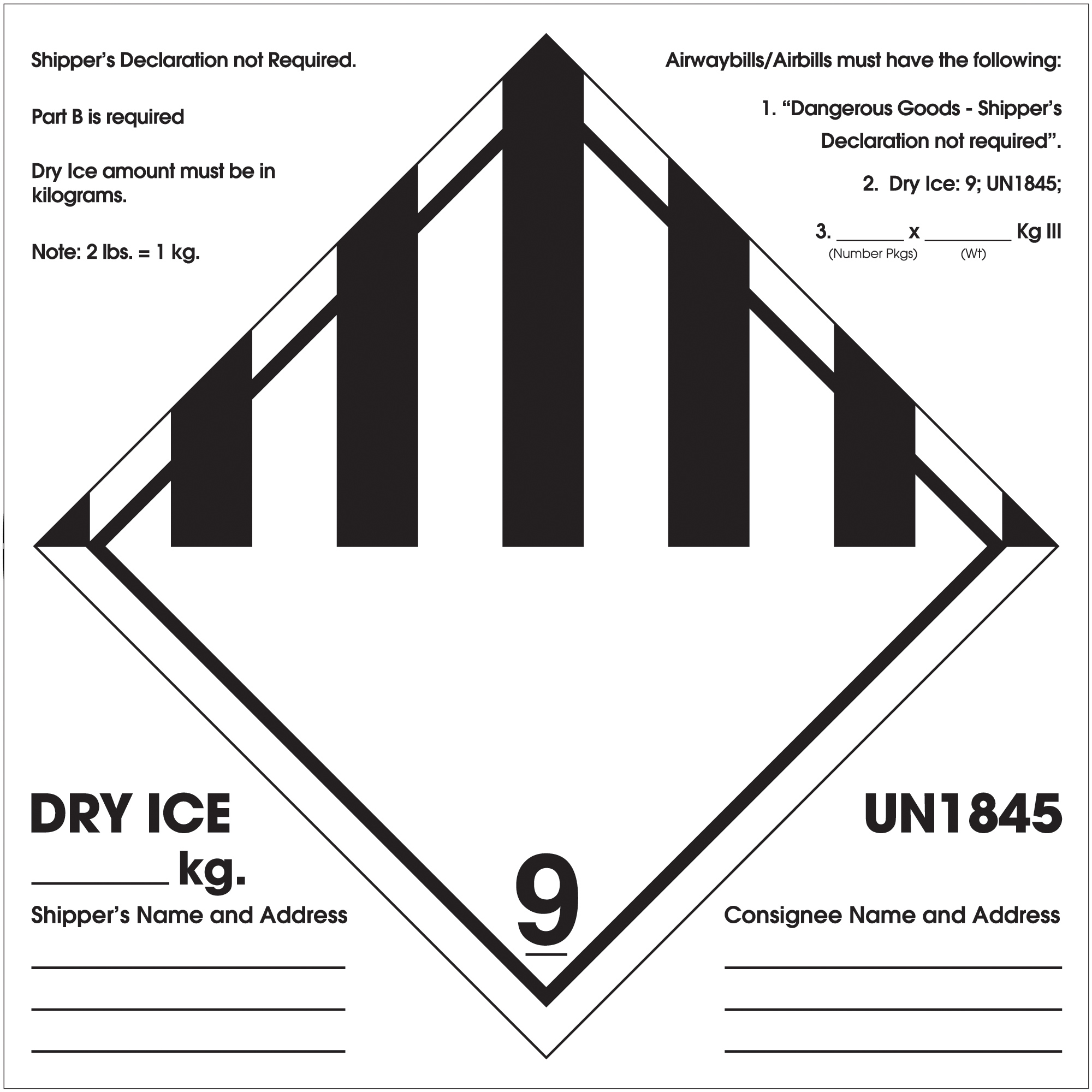 Tape Logic® Labels, "Shipper's Declaration Not Required", 6" x 6", Black/White, 500/Roll