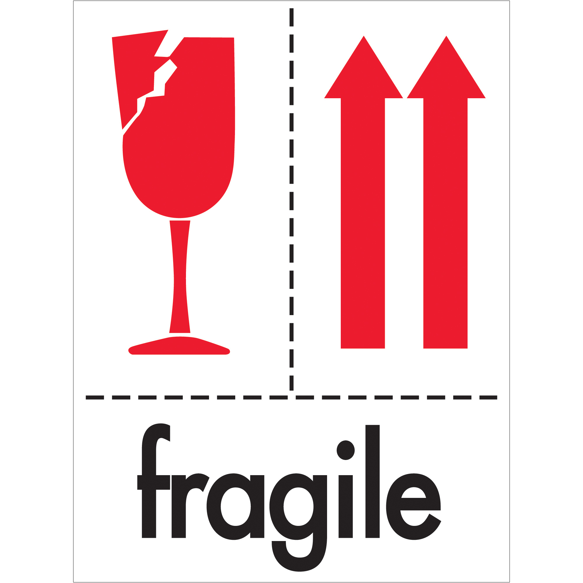 Tape Logic® Labels, "Fragile", 3" x 4", Red/White/Black, 500/Roll