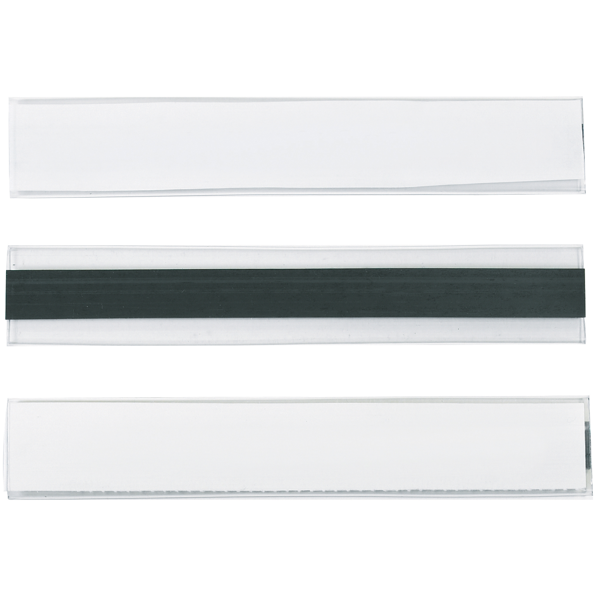 Hol-Dex® Magnetic Plastic Label Holders, 1" x 6", Clear, 12/Case