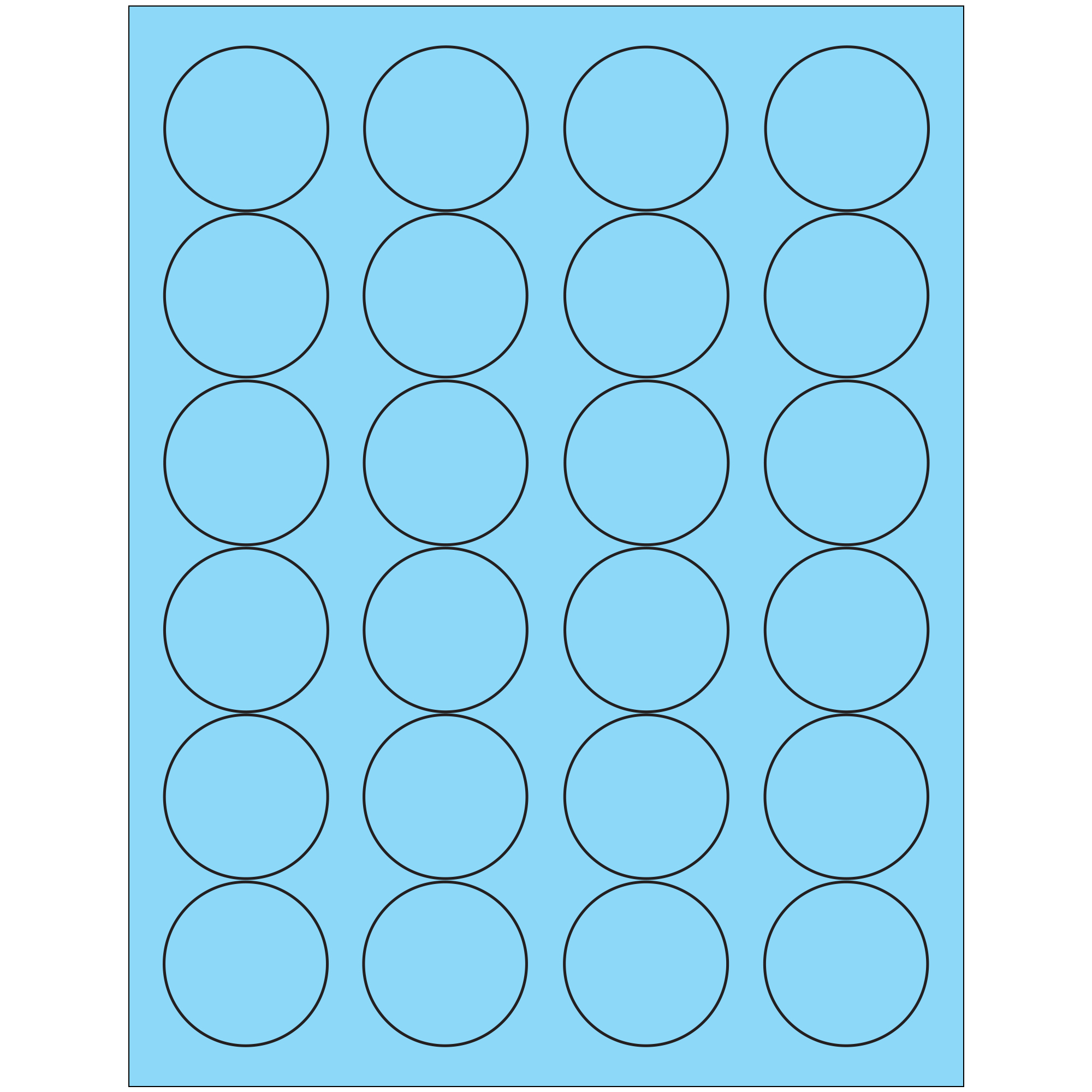Tape Logic® Fluorescent Circle Laser Labels, 1 2/3", Pastel Blue, 2400/Case