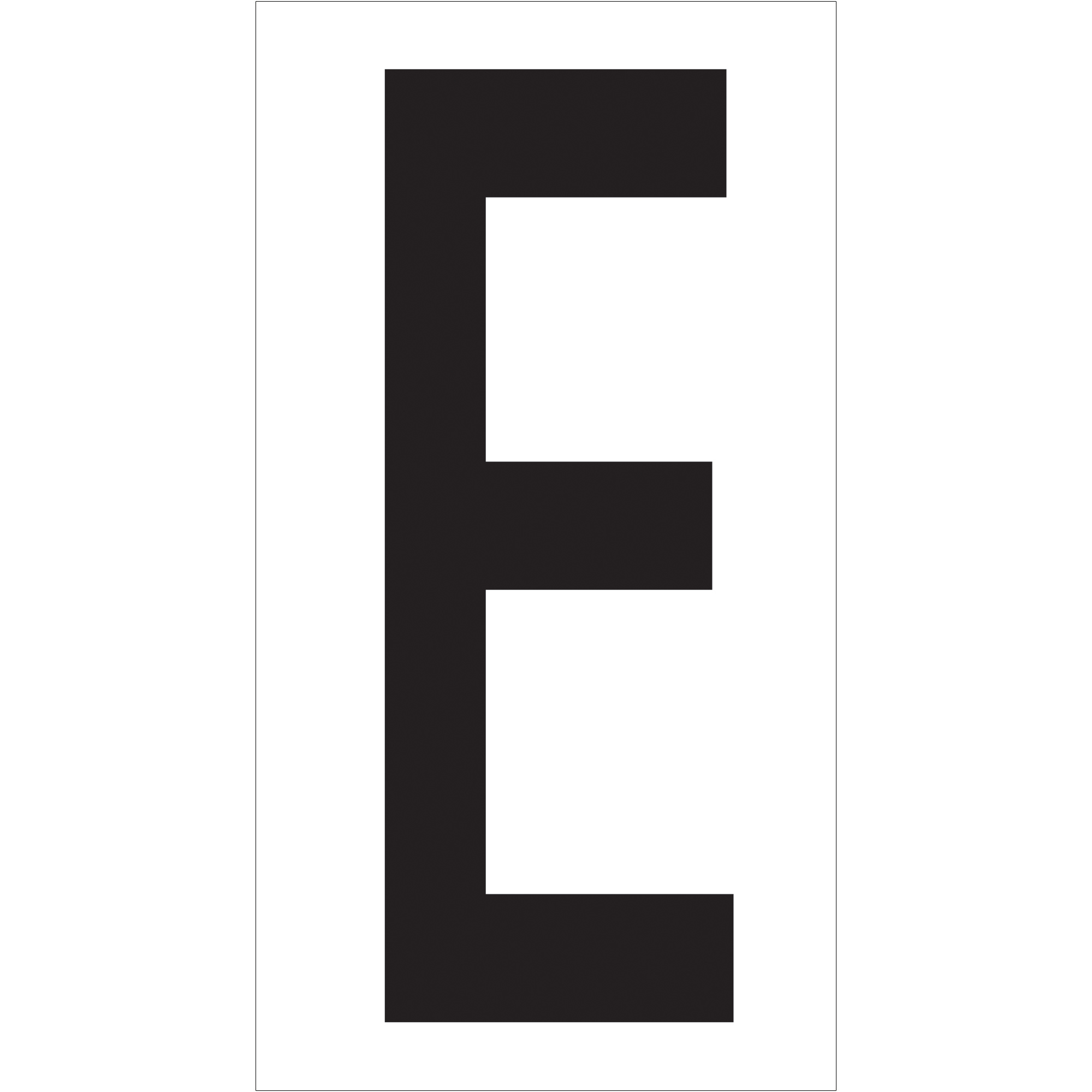 Vinyl Warehouse Letter Labels, "E", 3 1/2", Black/White, 50/Case