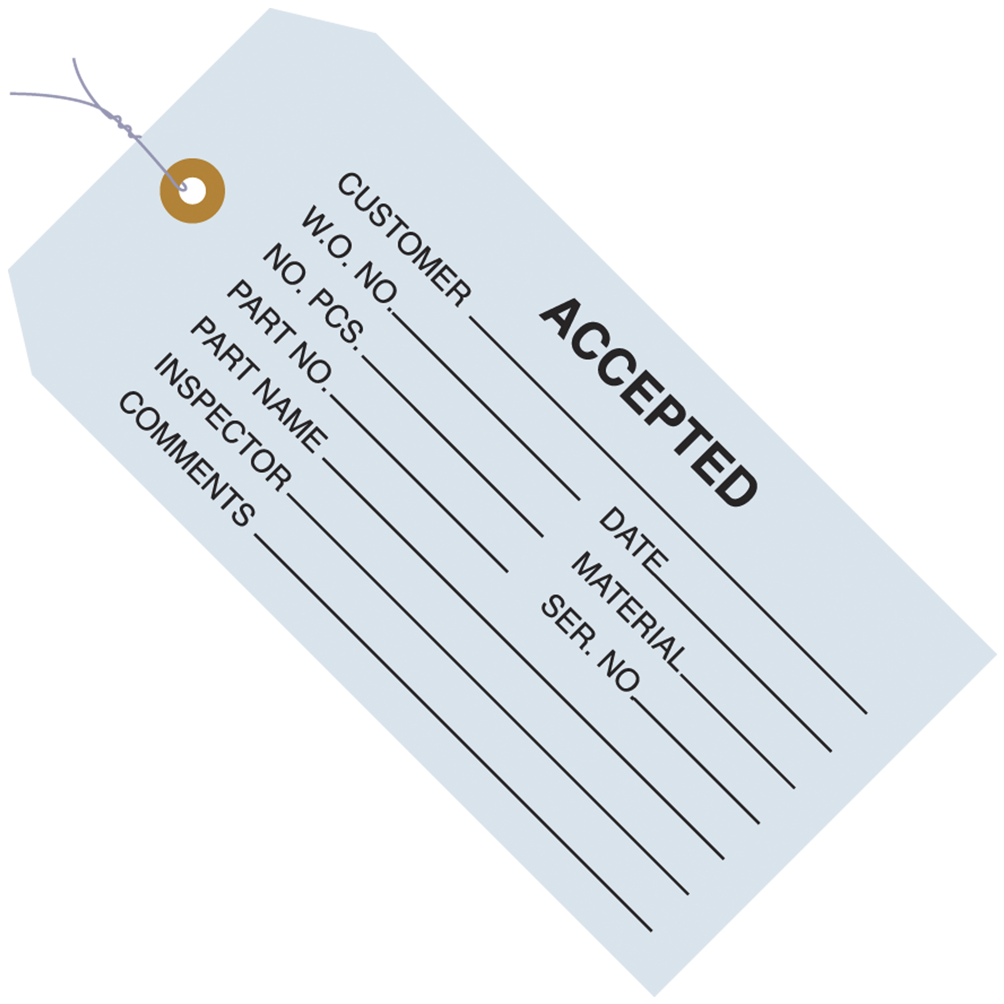 Inspection Tags, Pre-Wired, "Accepted", 4 3/4" x 2 3/8", Blue, 1000/Case