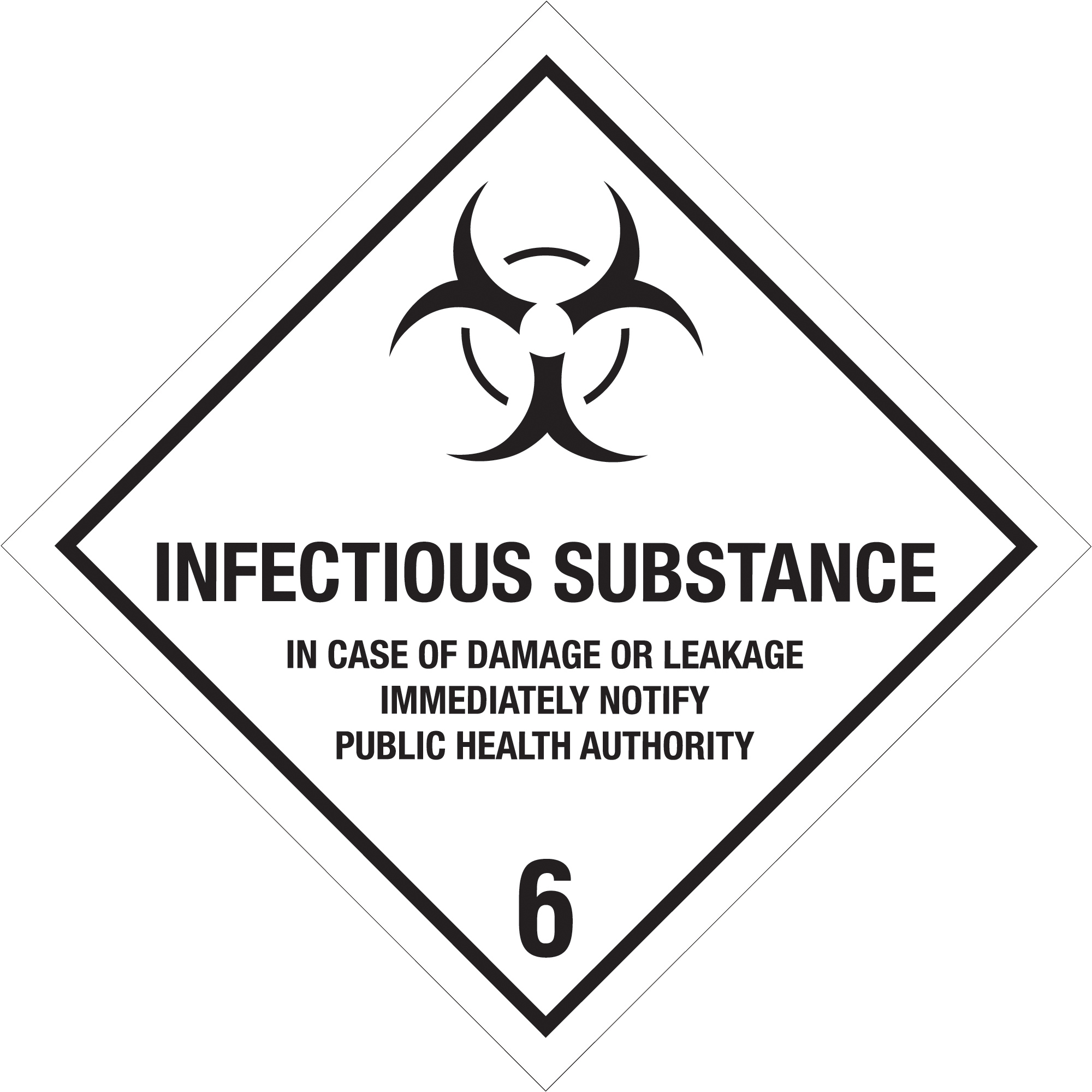 Tape Logic® Labels, "Infectious Substance - 6", 4" x 4", Black/White, 500/Roll