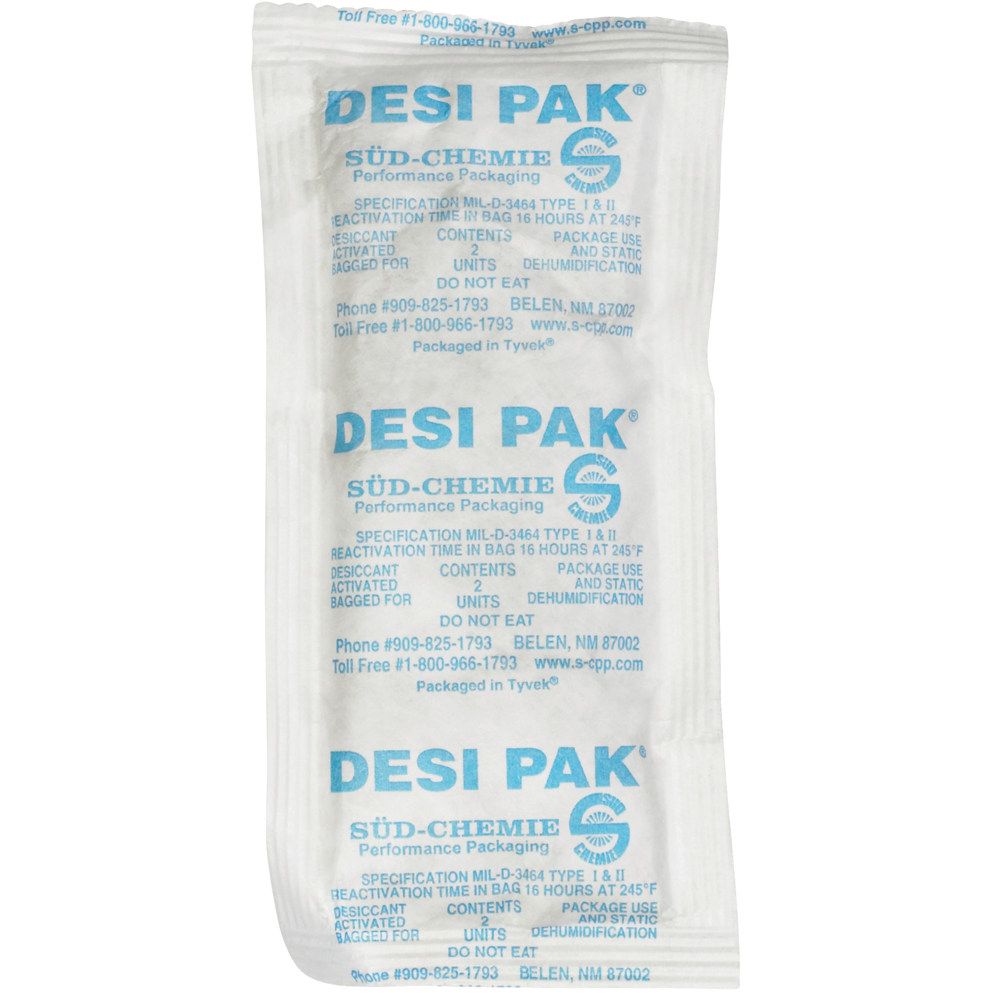 Tyvek® Clay Desiccants, 5 Gallon Pail, 3" x 6" x 3/8", White, 150/Case