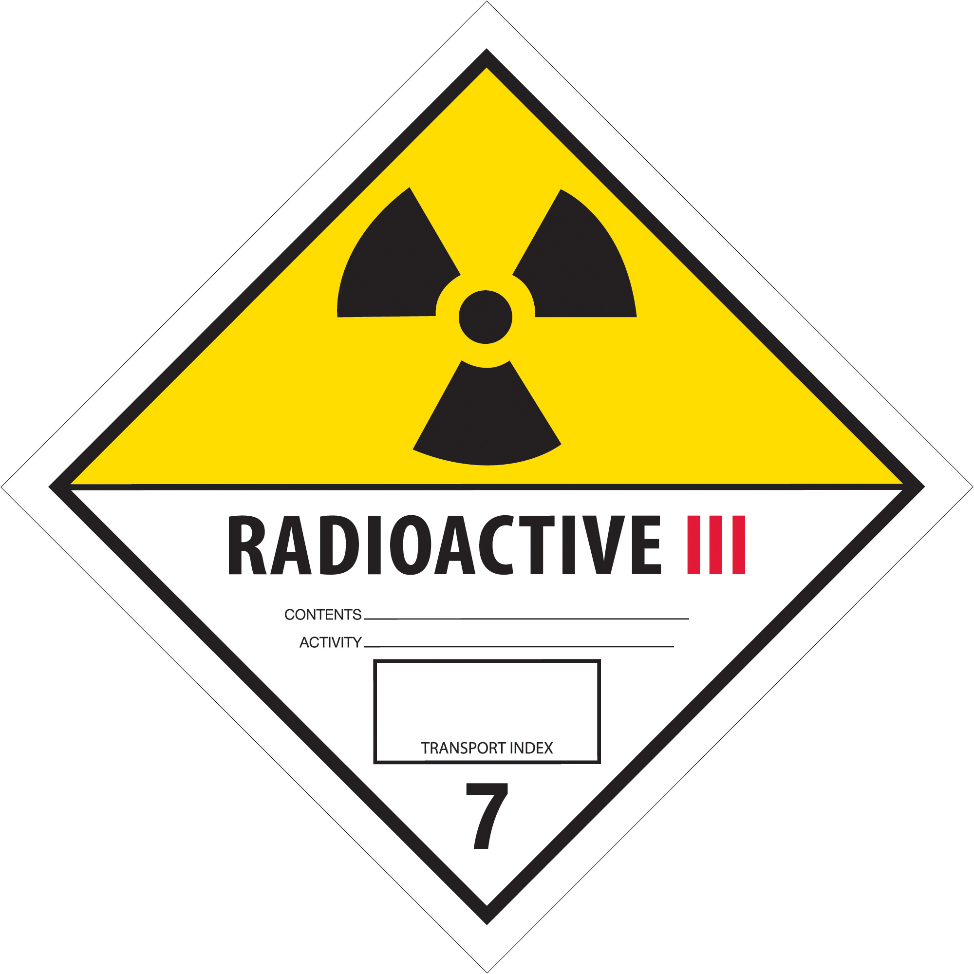 Tape Logic® Labels, "Radioactive III", 4" x 4", Black/White/Yellow, 500/Roll