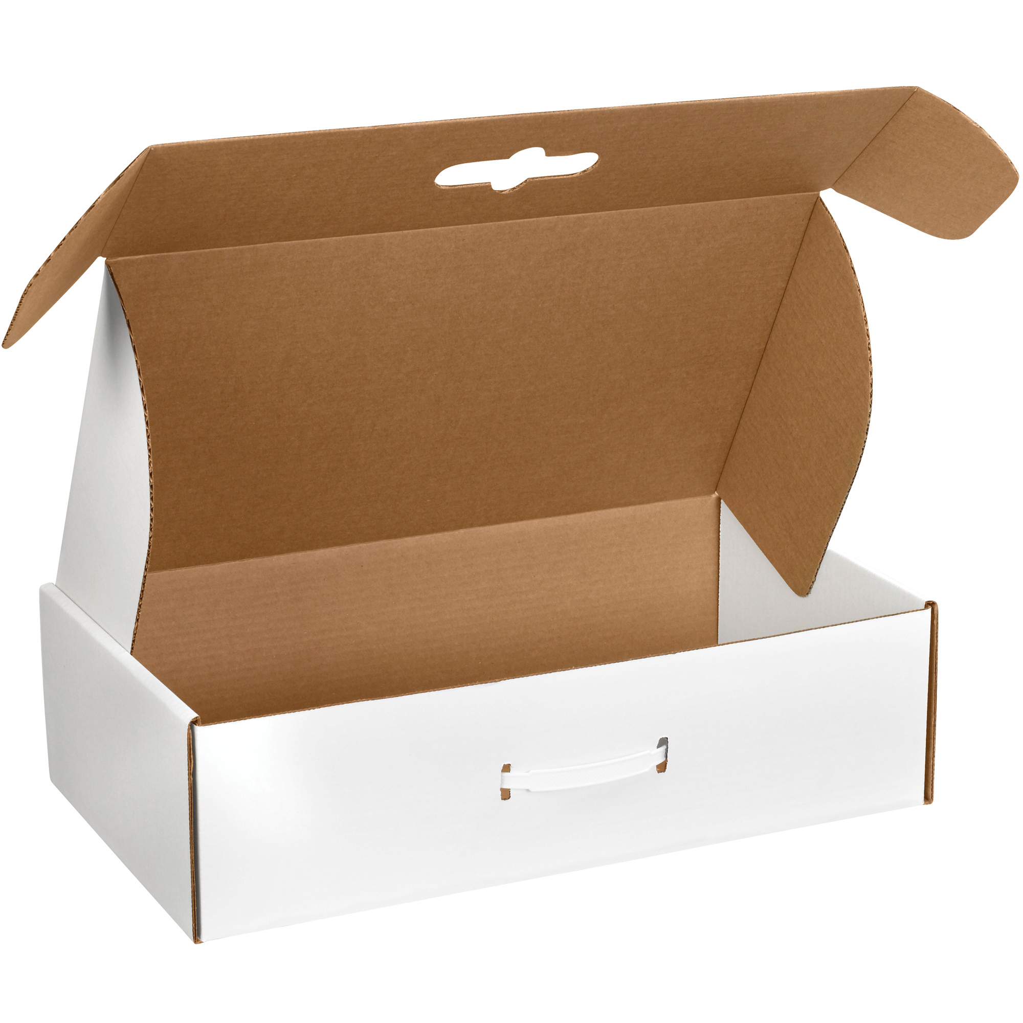 Corrugated Carrying Cases, 18 1/4" x 11 3/8" x 4 1/2", White, 10/Bundle; 500/Skid