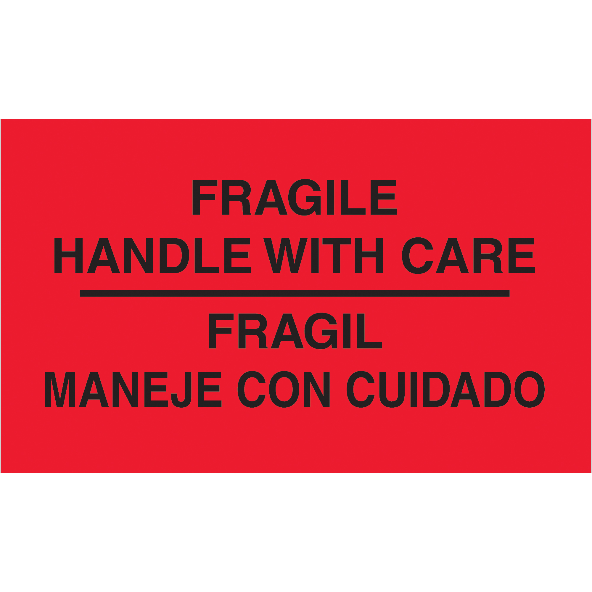 Tape Logic® Bilingual Labels, "Fragil - Maneje Con Cuidado", 3" x 5", Fluorescent Red, 500/Roll