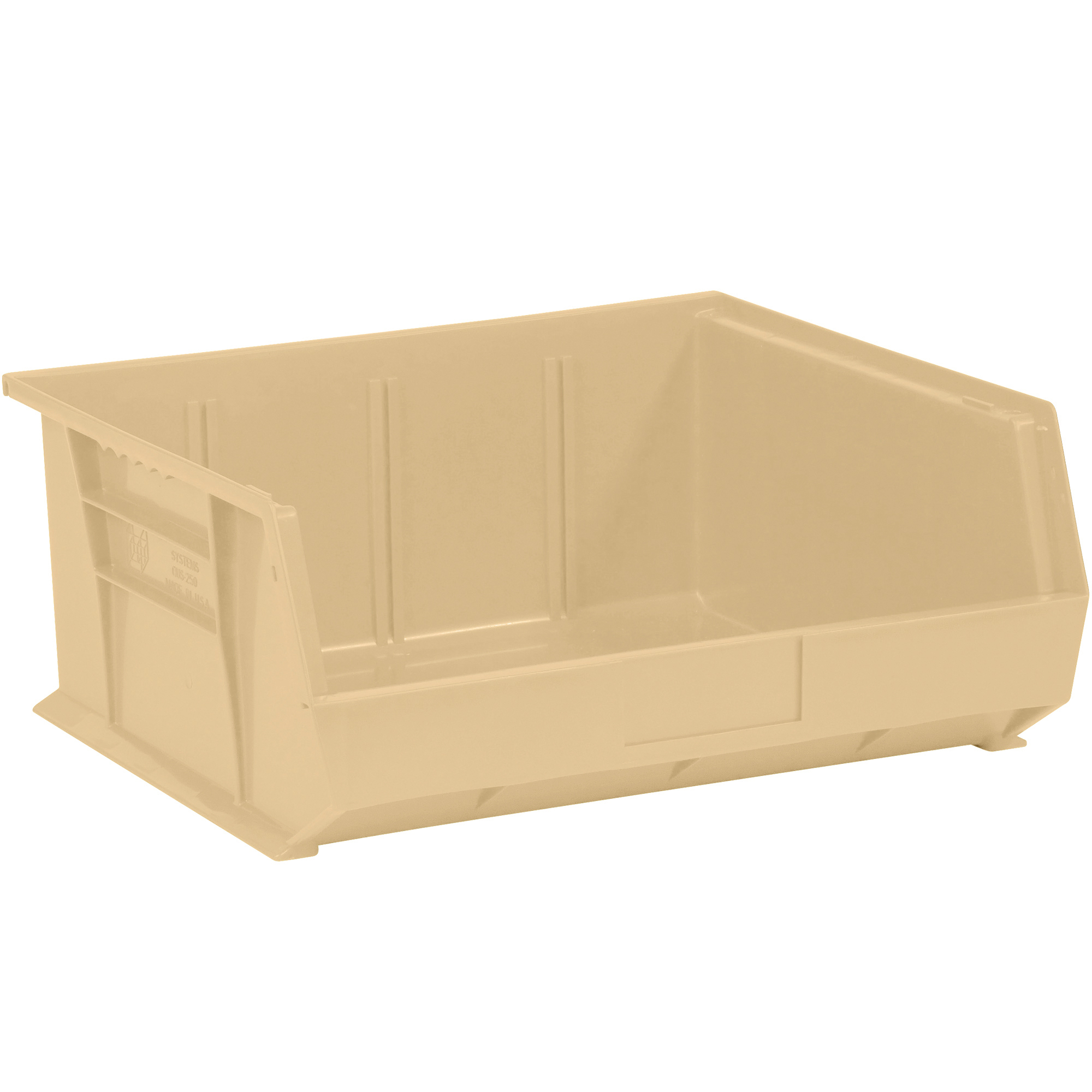 Plastic Stack & Hang Bin Boxes, 14 3/4" x 16 1/2" x 7", Ivory, 6/Case