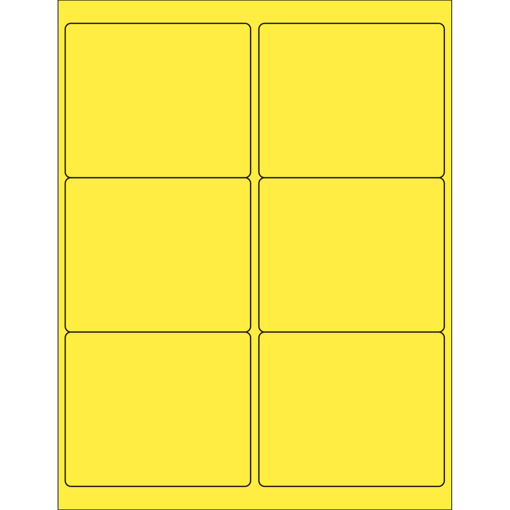 4 x 3 1/3" Yellow Rectangle Laser Labels 100 SHEETS