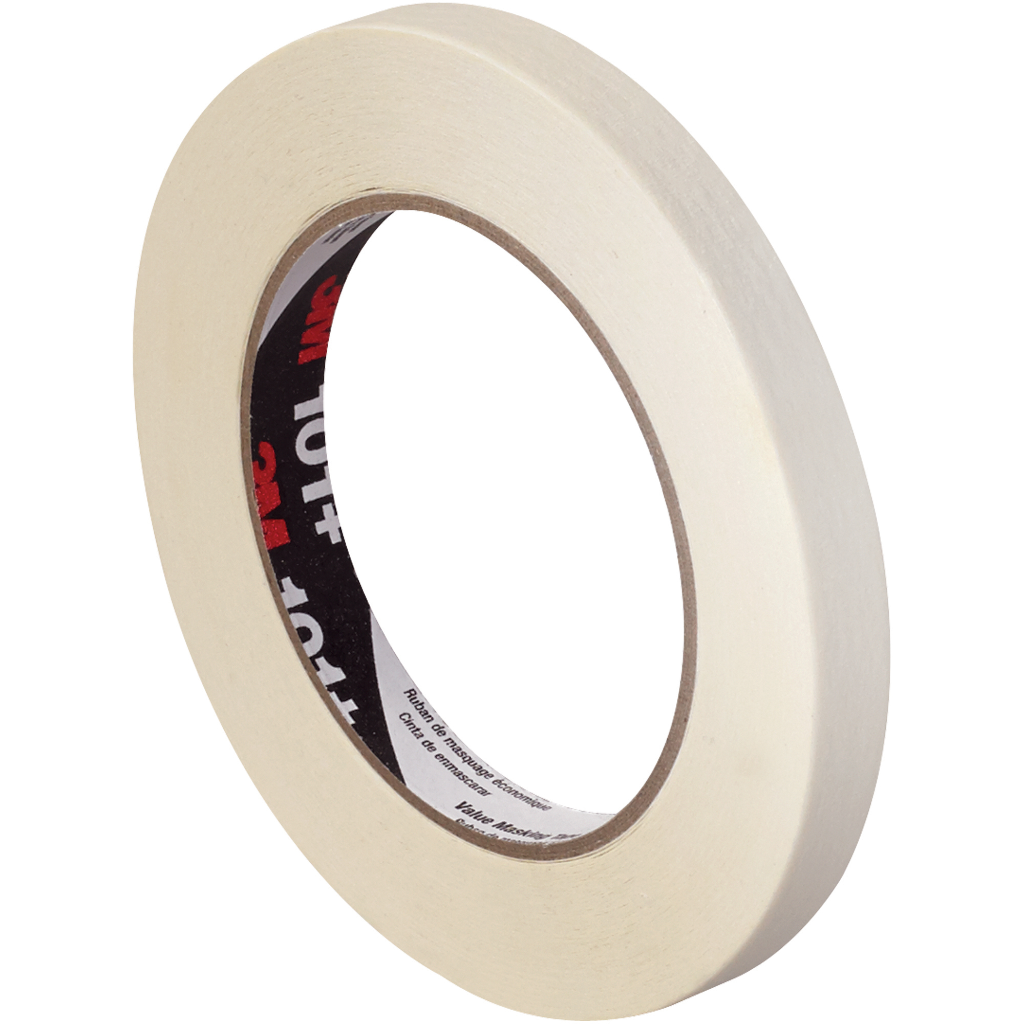 3M™ 101+ Masking Tape, 5.1 Mil, 1/2" x 60 yds., Tan, 72/Case