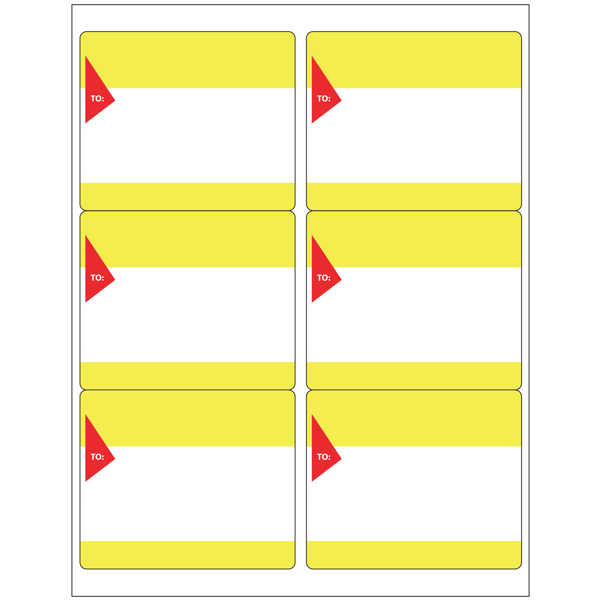 Blank To/From Labels - Yellow/Red 100 SHEETS