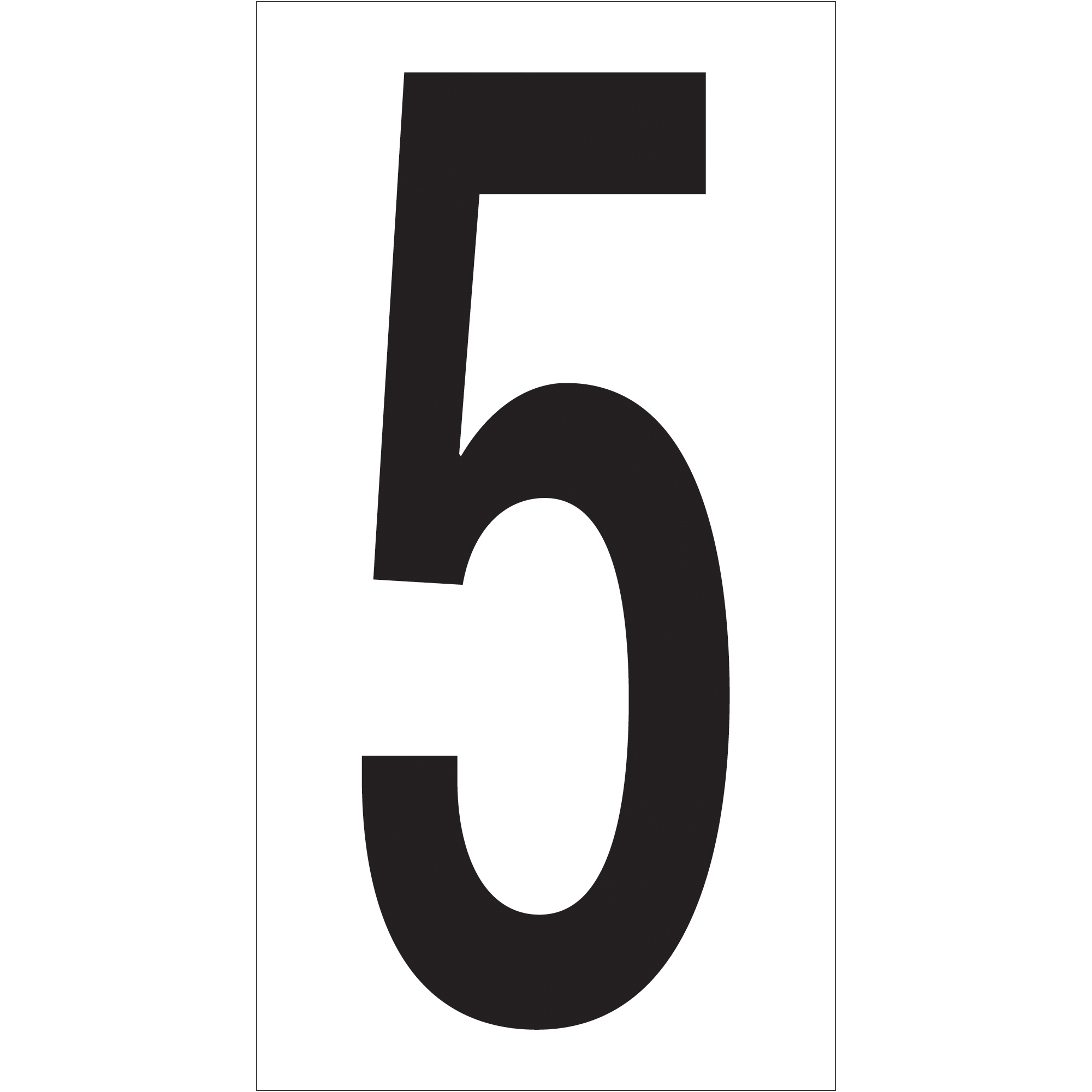 Vinyl Warehouse Number Labels, "5", 3 1/2", Black/White, 50/Case