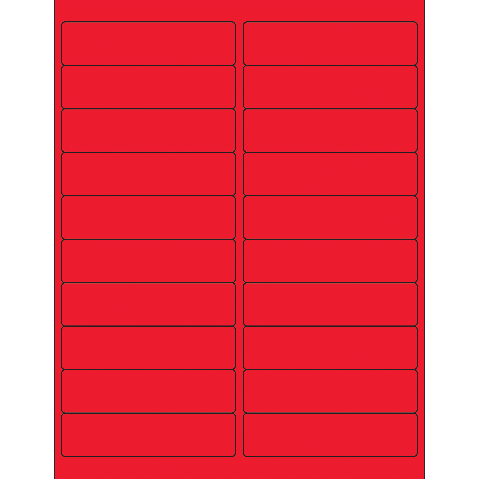 Tape Logic® Rectangle Laser Labels, 4" x 1", Fluorescent Red, 2000/Case