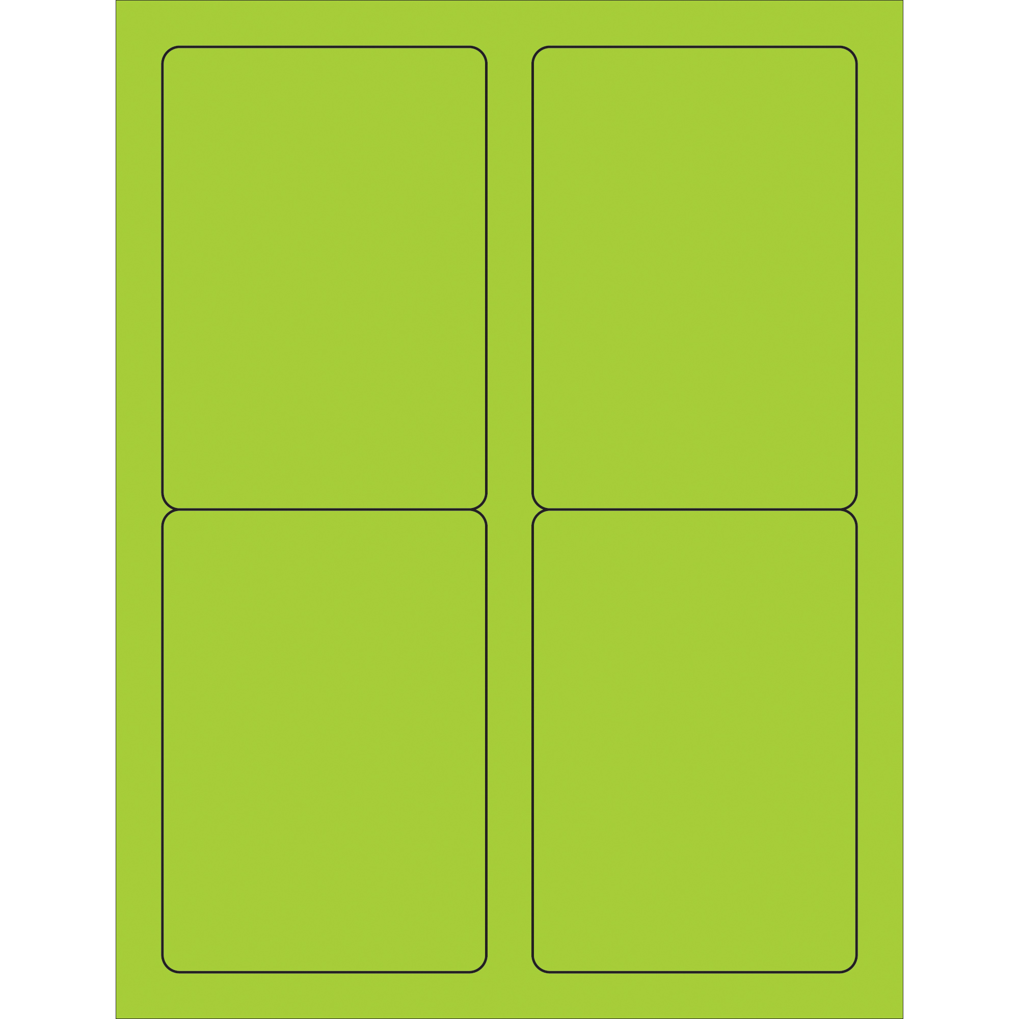 Tape Logic® Rectangle Laser Labels, 3 1/2" x 5", Fluorescent Green, 400/Case