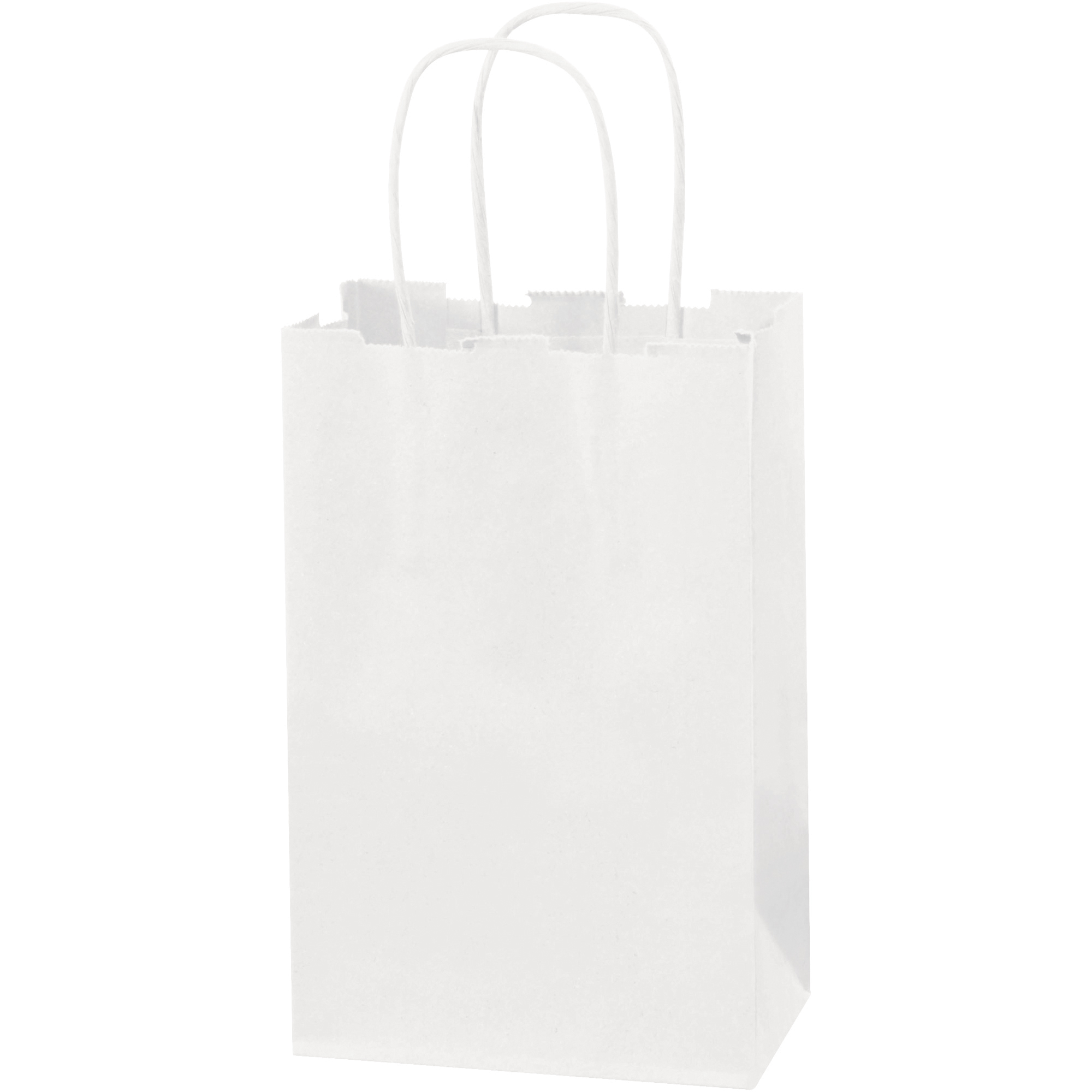 Paper Shopping Bags, 5 1/2" x 3 1/4" x 8 3/8", White, 250/Case
