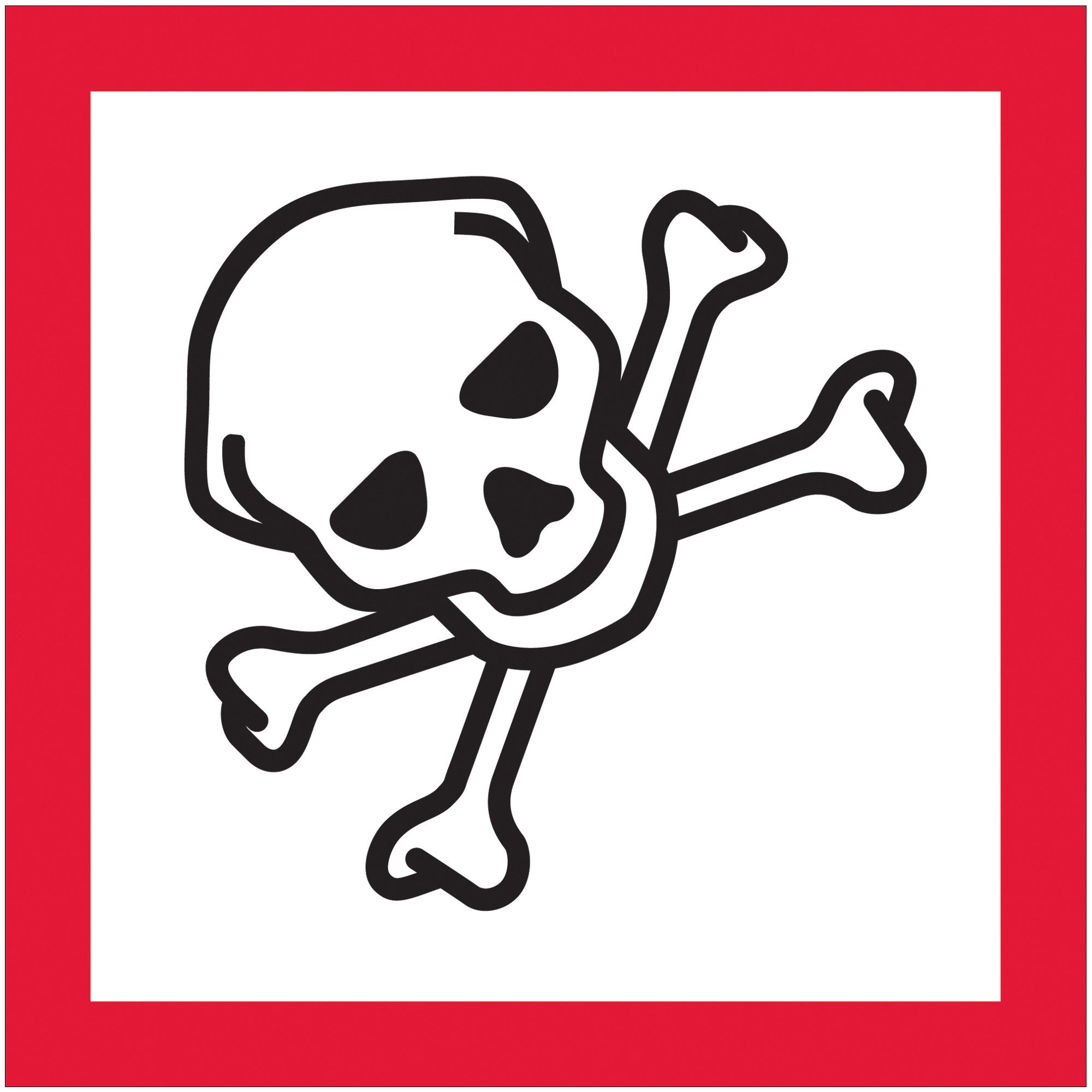 Tape Logic® Pictogram Labels, "Skull and Crossbones, 2" x 2", Red/White/Black, 500/Roll