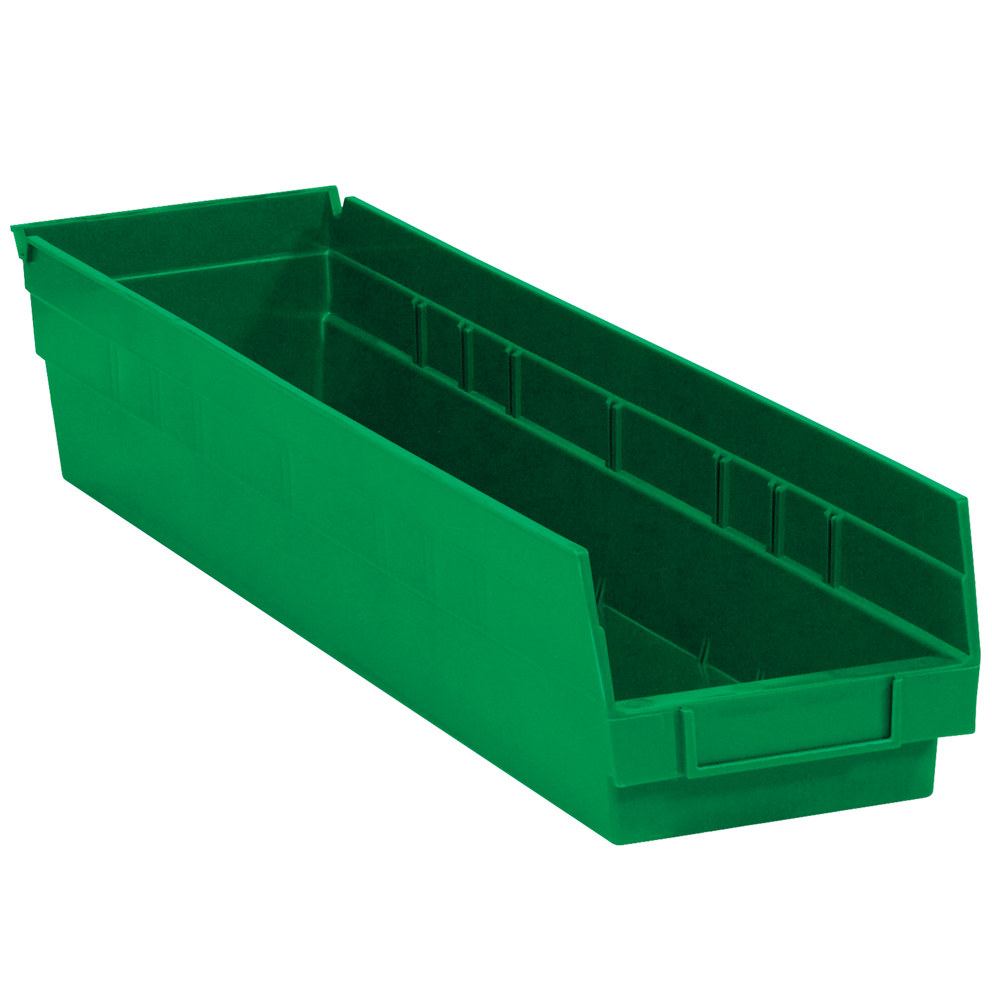Plastic Shelf Bin Boxes, 23 5/8" x 4 1/8" x 4", Green, 16/Case