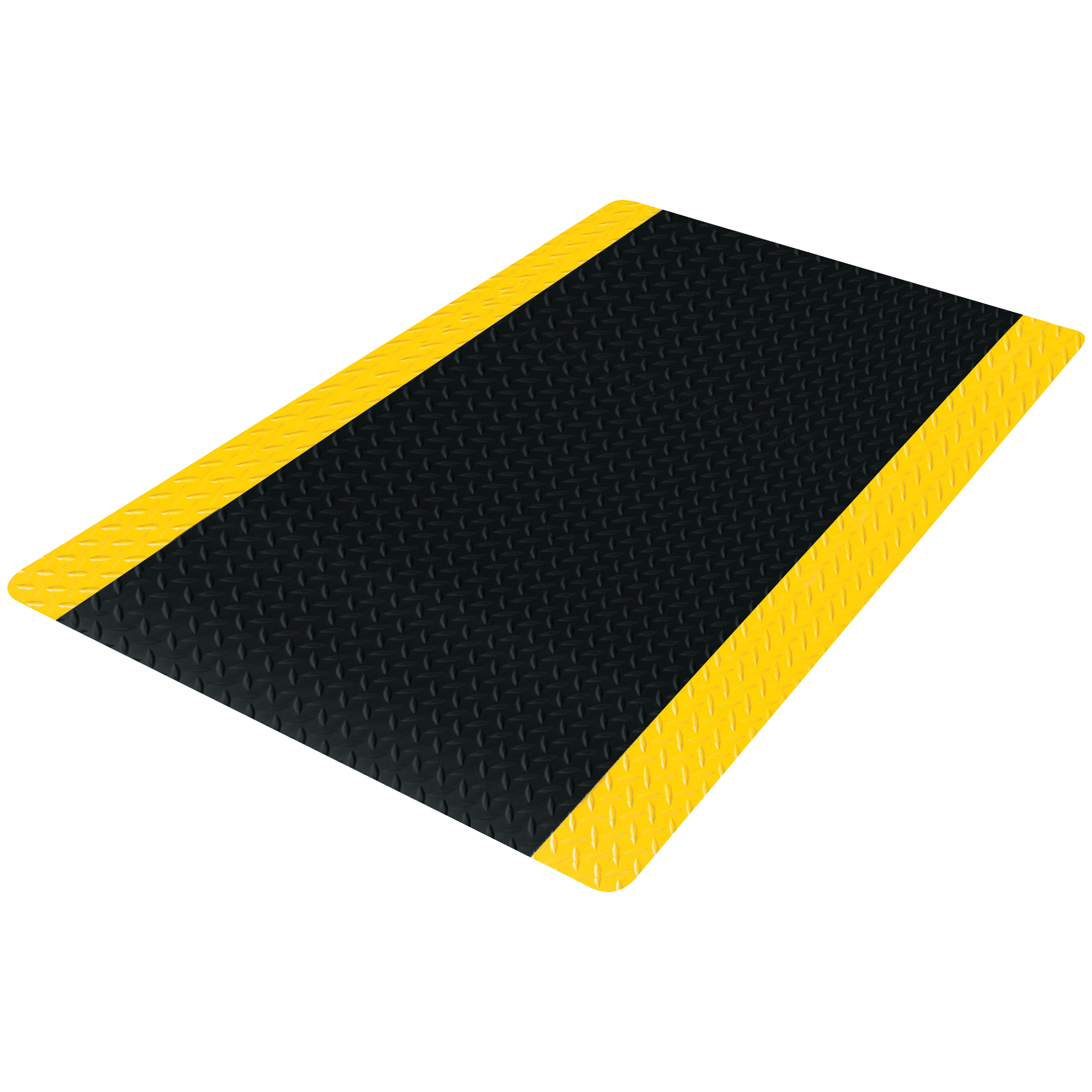 Diamond Plate Anti-Fatigue Mat, 3' x 12', Black/Yellow, 1/Each