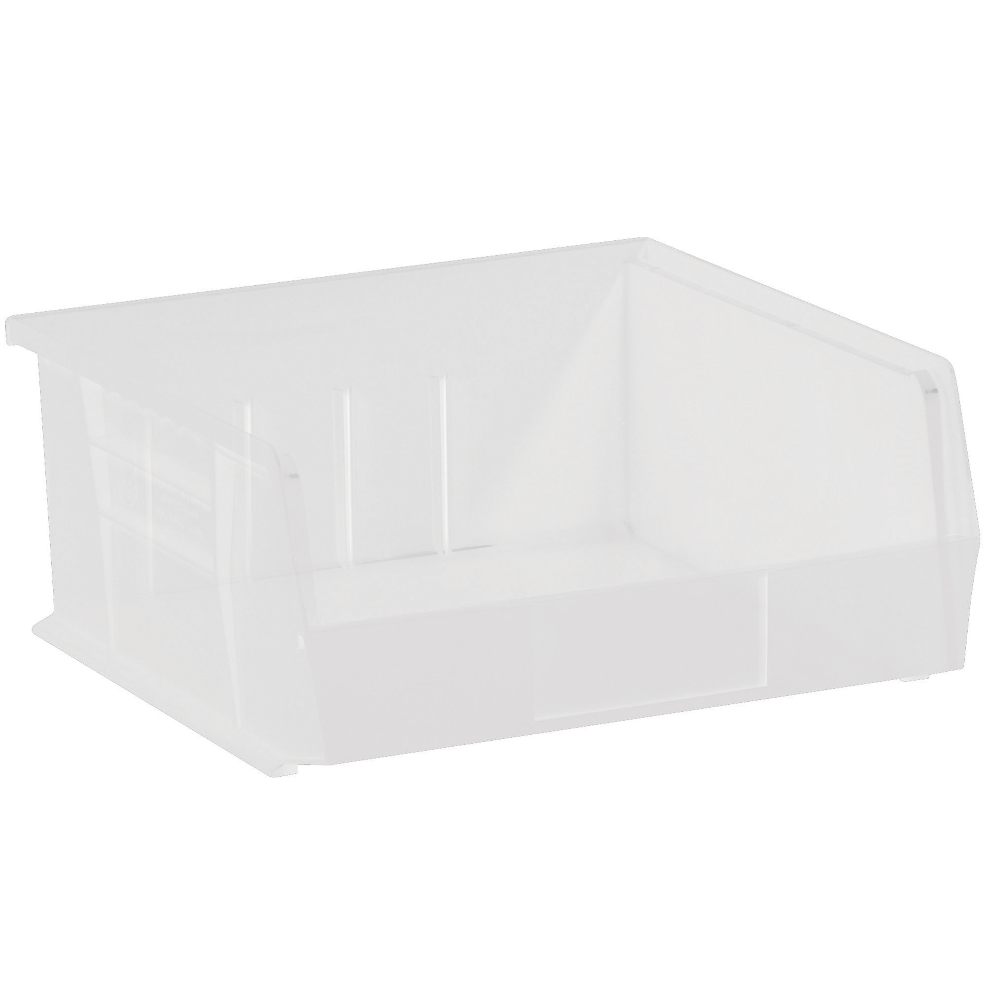 Plastic Stack & Hang Bin Boxes, 10 7/8" x 11" x 5", Clear, 6/Case