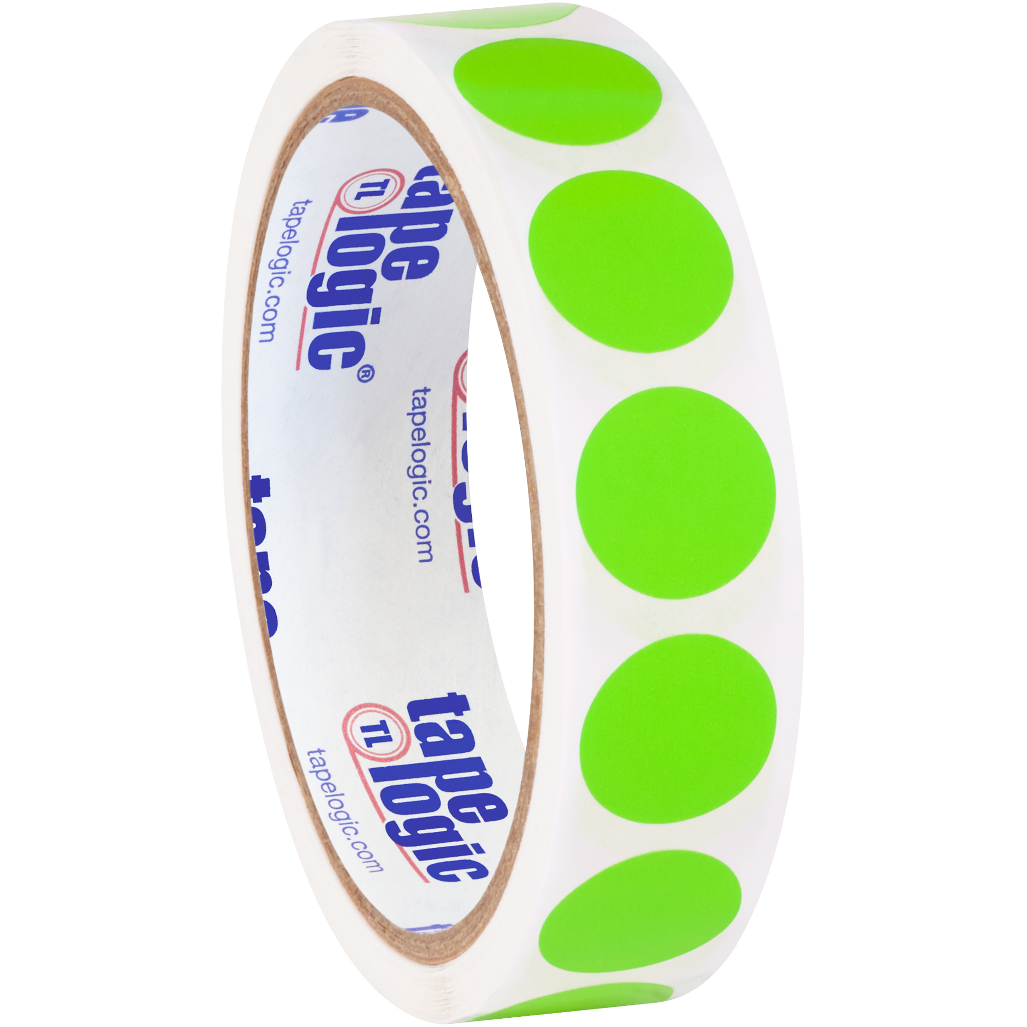 Tape Logic® Removable Labels, 3/4" Circles, Fluorescent Green, 500 /Roll