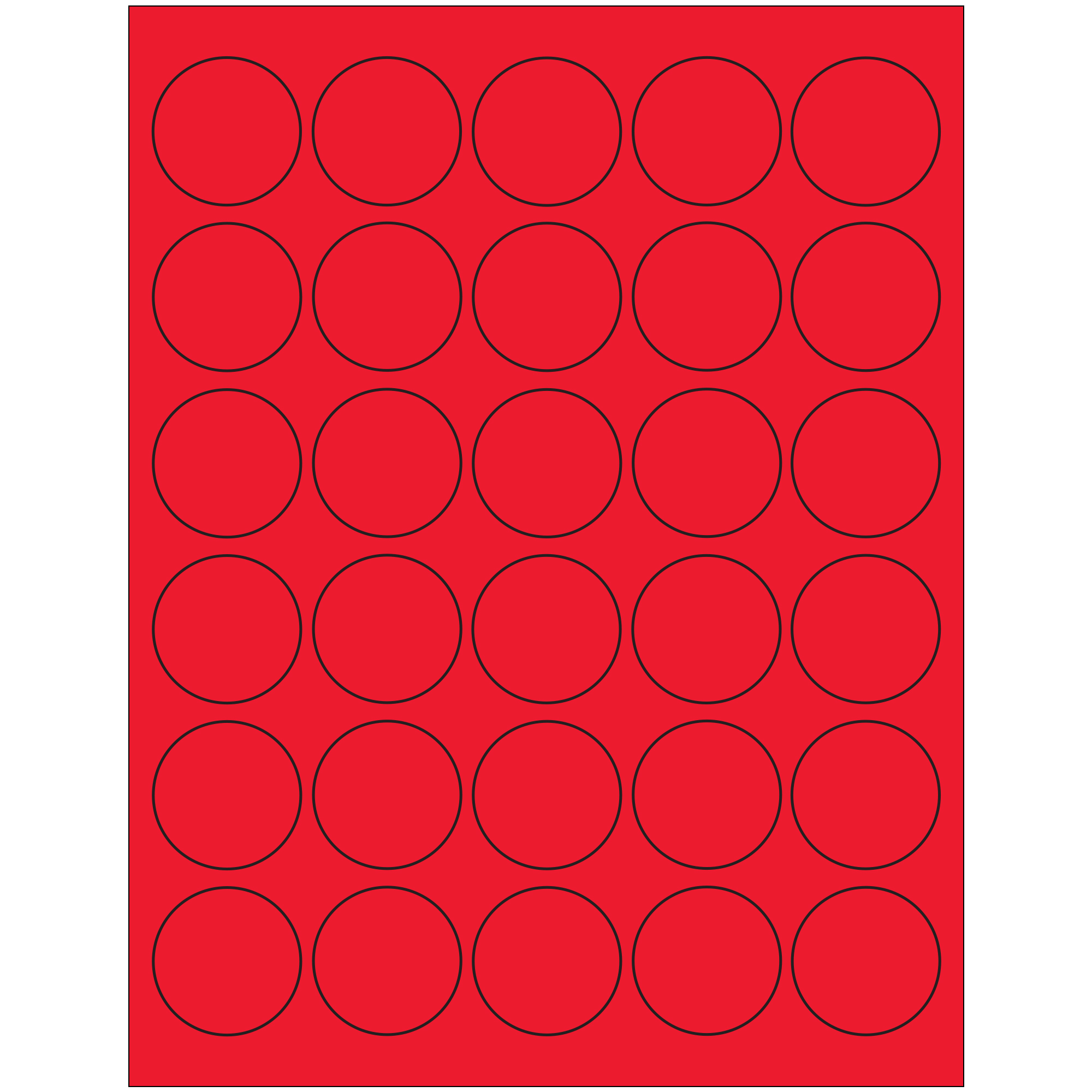 Tape Logic® Fluorescent Circle Laser Labels, 1 1/2", Fluorescent Red, 3000/Case