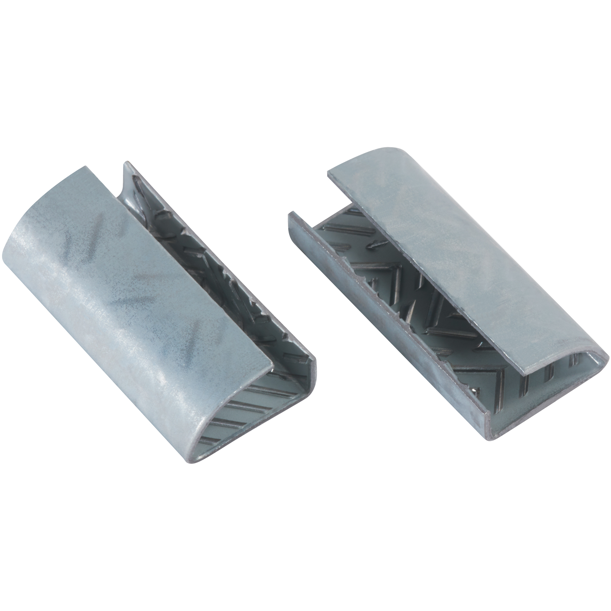 Serrated Open/Snap On Polyester Strapping Seals, 1/2", Silver, 1000/Case