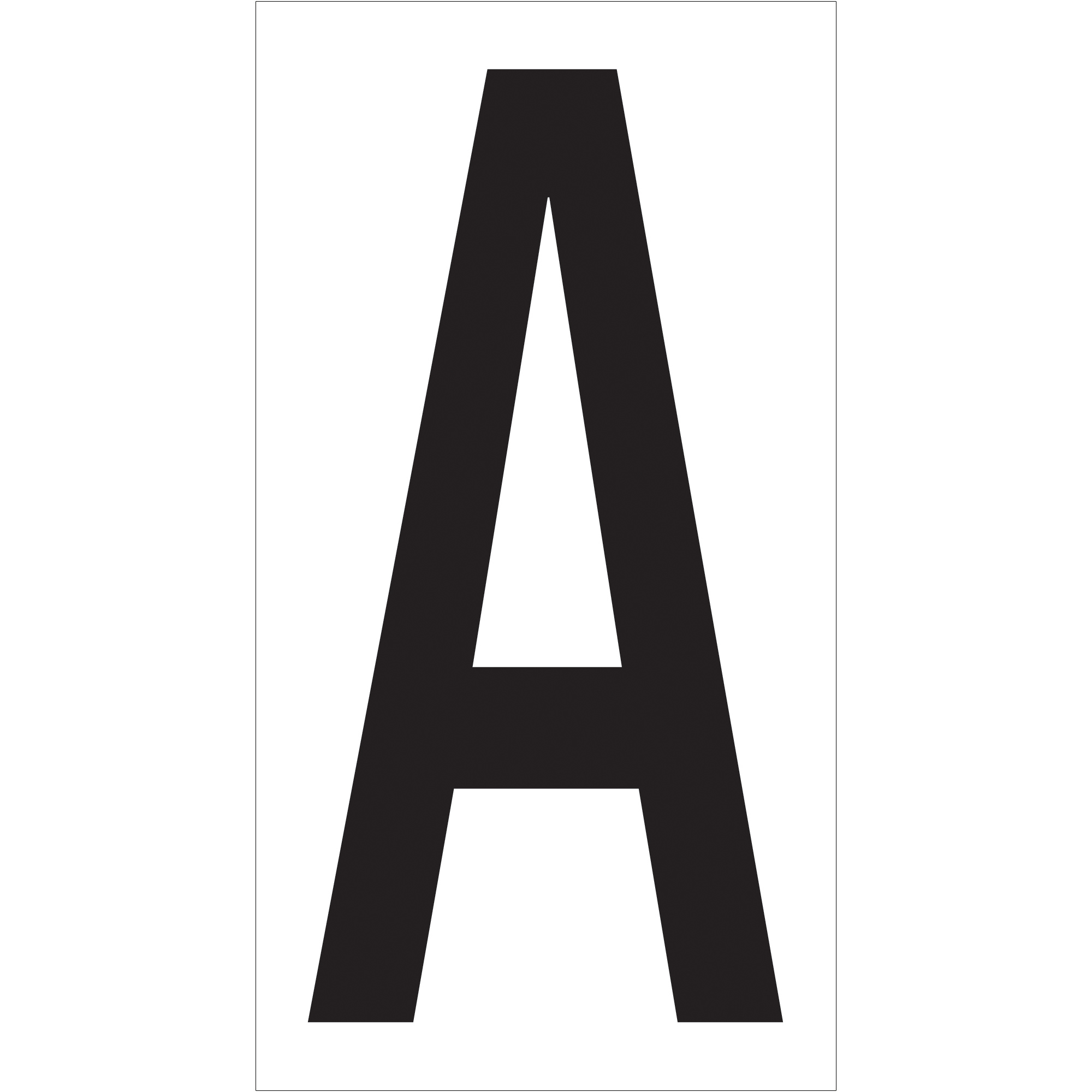 Vinyl Warehouse Letter Labels, "A", 3 1/2", Black/White, 50/Case