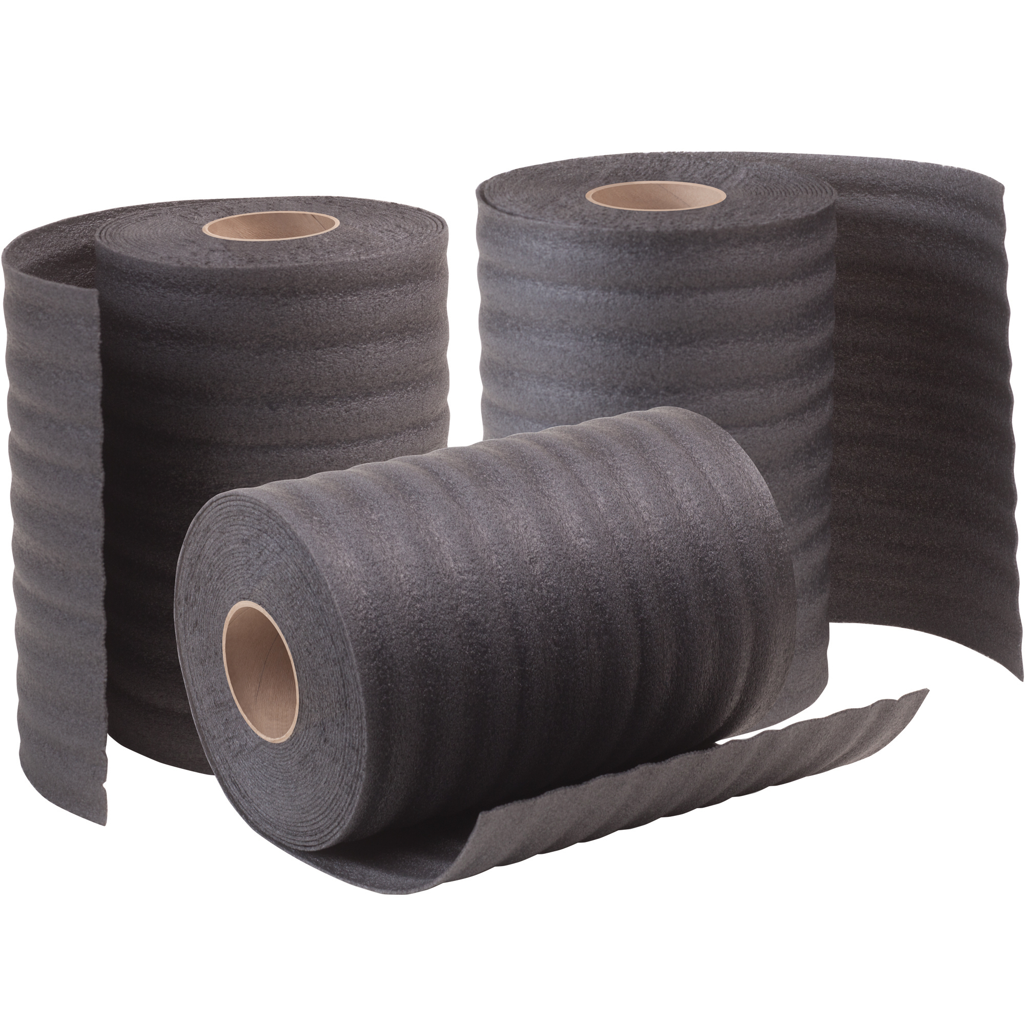 Perforated Recycled Black Air Foam Rolls, 1/8” x 24” x 550’, Black, 3/Bundle