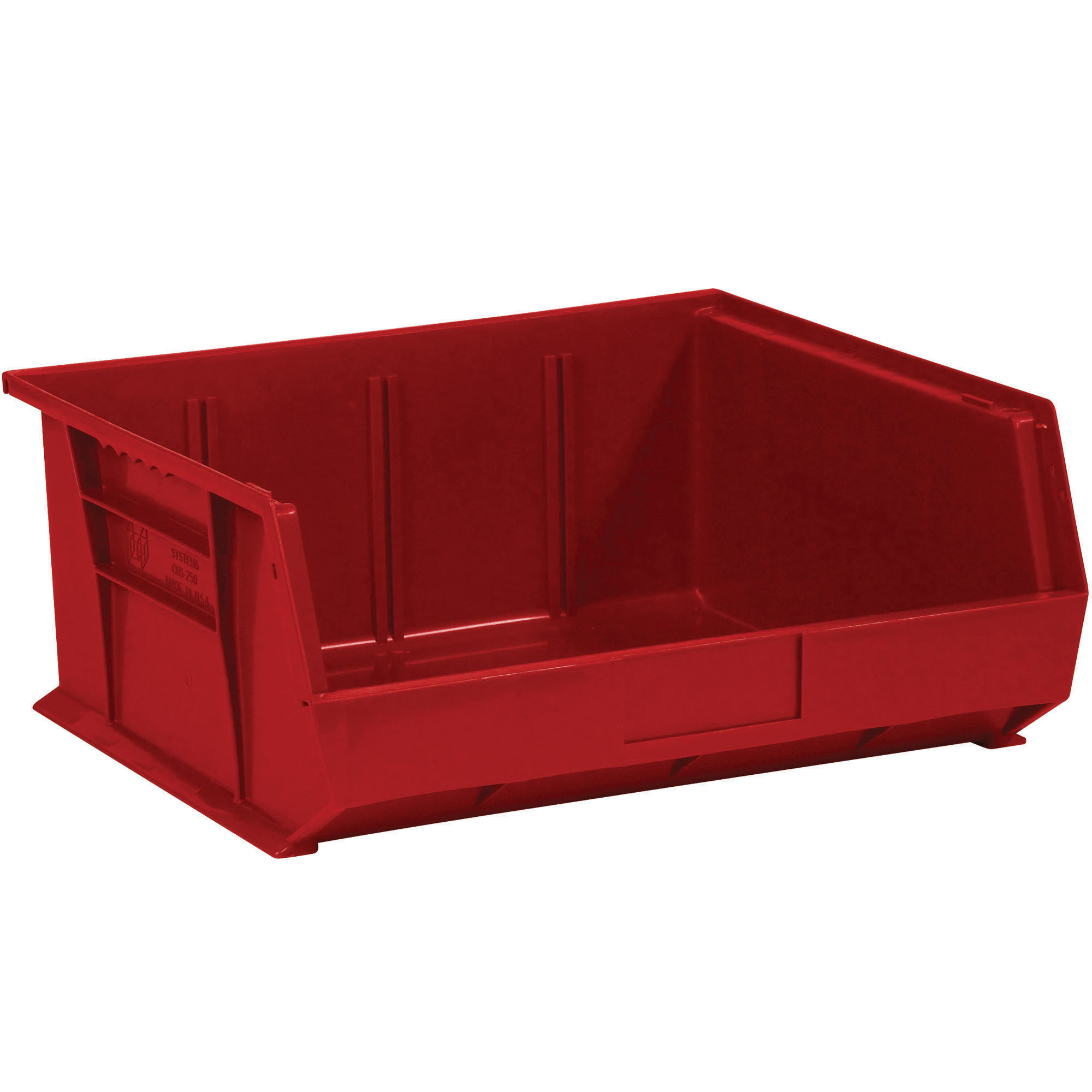 Plastic Stack & Hang Bin Boxes, 14 3/4" x 16 1/2" x 7", Red, 6/Case