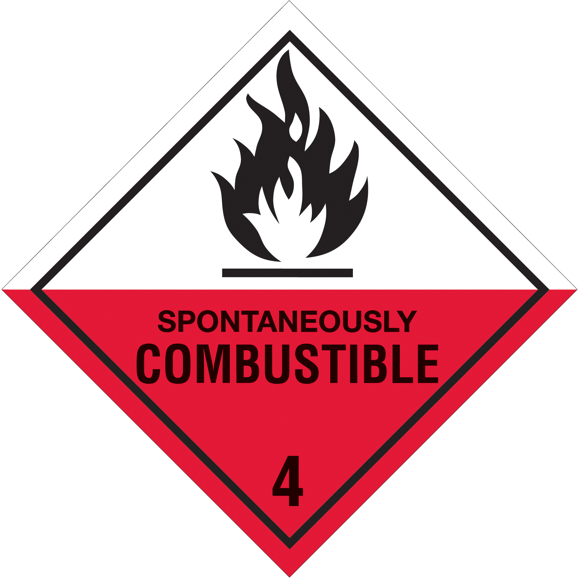 Tape Logic® Labels, "Spontaneously Combustible - 4", 4" x 4", Red/White/Black, 500/Roll