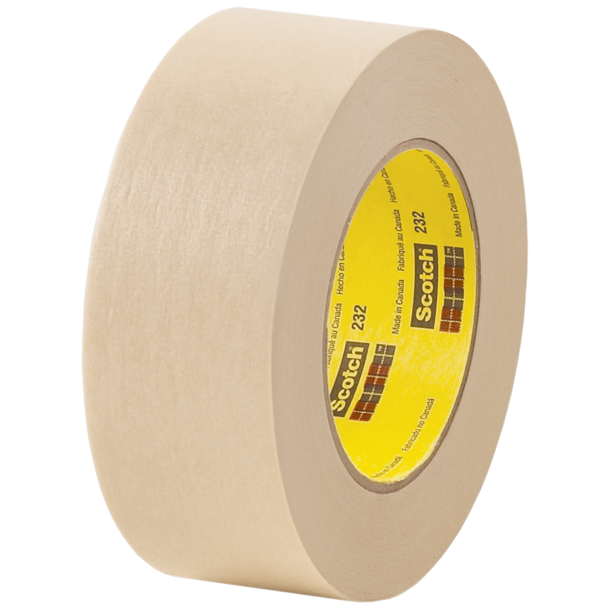 3M™ 232 Masking Tape, 6.3 Mil, 2" x 60 yds., Tan, 12/Case