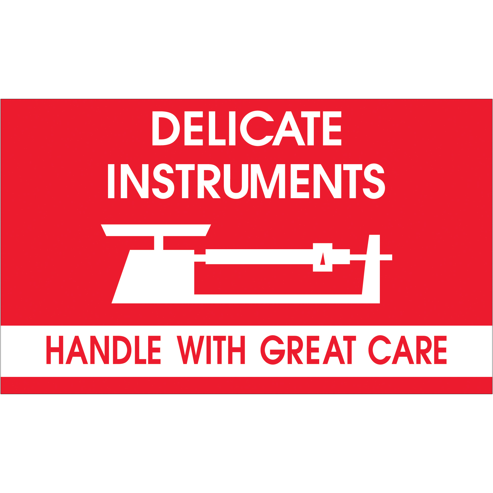 Tape Logic® Labels, "Delicate Instruments - HWC", 3" x 5", Red/White, 500/Roll
