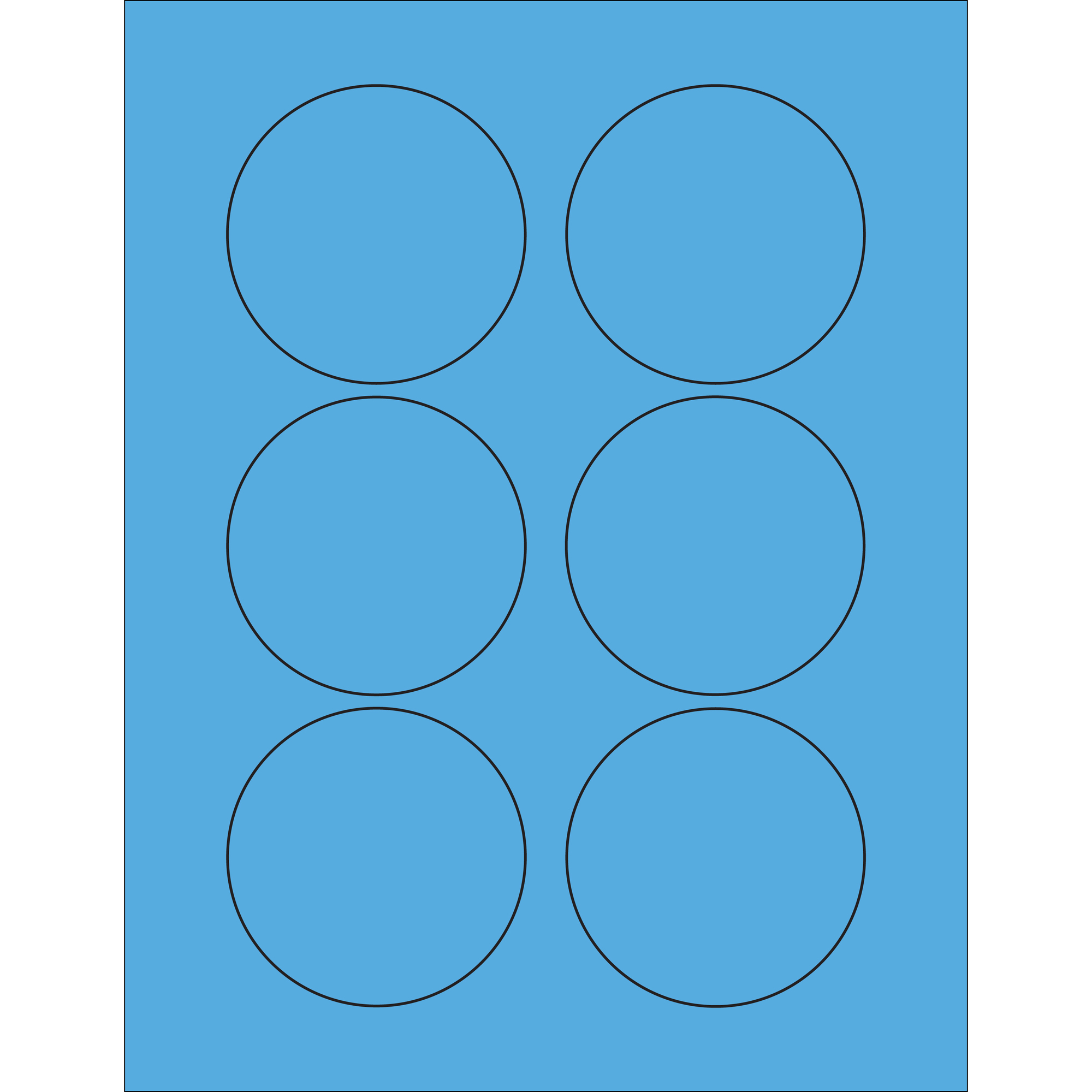 3" Fluorescent Blue Circle Laser Labels 100 SHEETS
