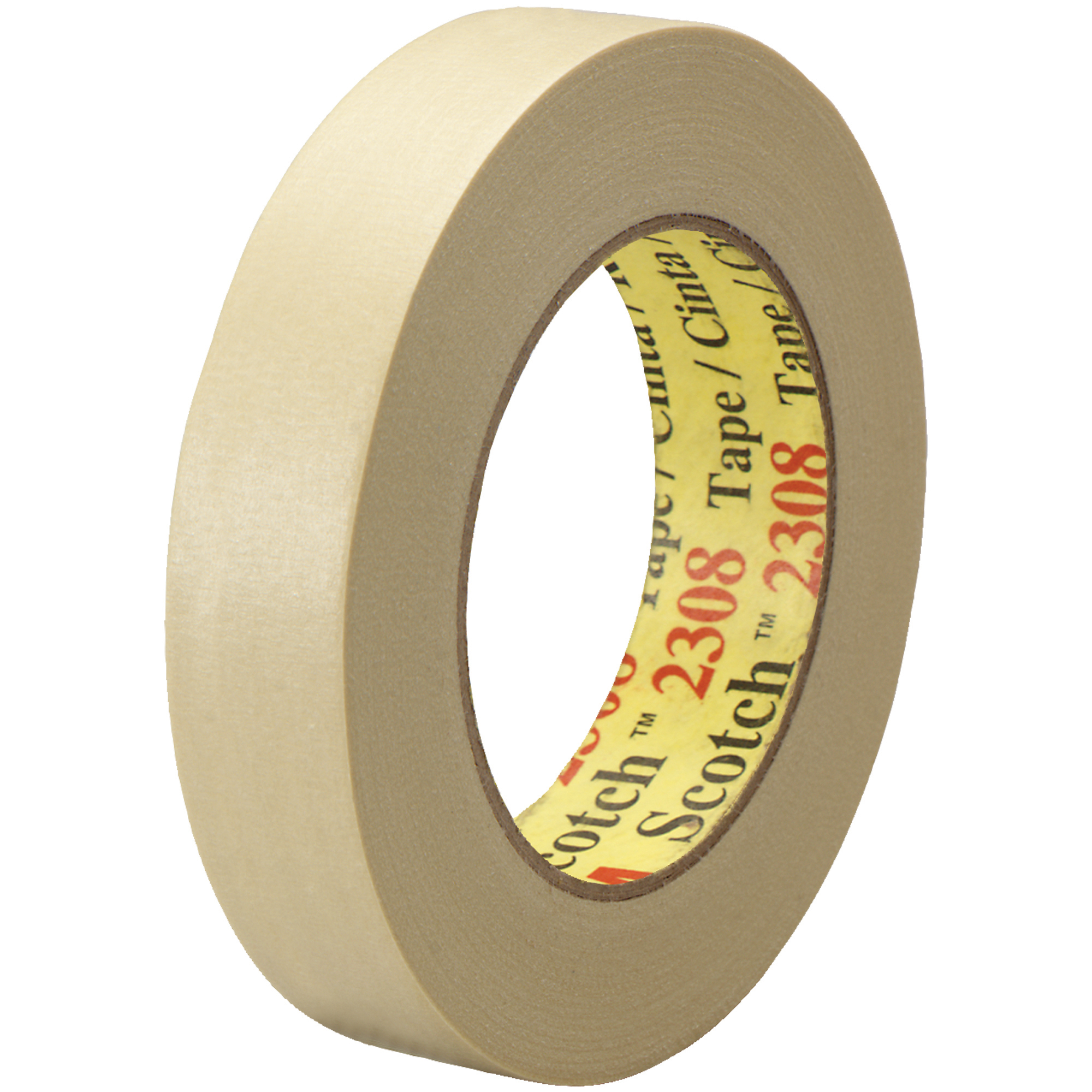 3M™ 2308 Masking Tape, 5.5 Mil, 1" x 60 yds., Natural, 12/Case