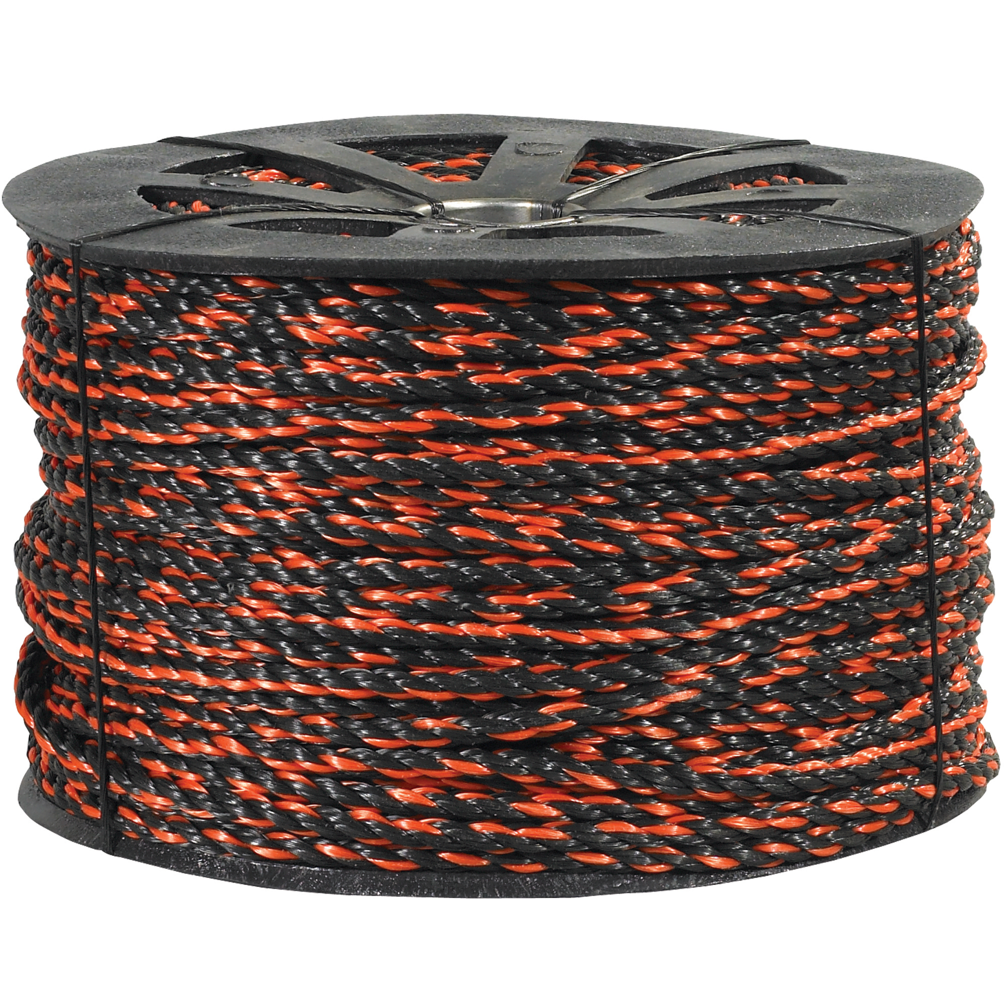 Twisted Polypropylene Rope, 3/8", 2,450 lb, Black/Orange, 600'/Case
