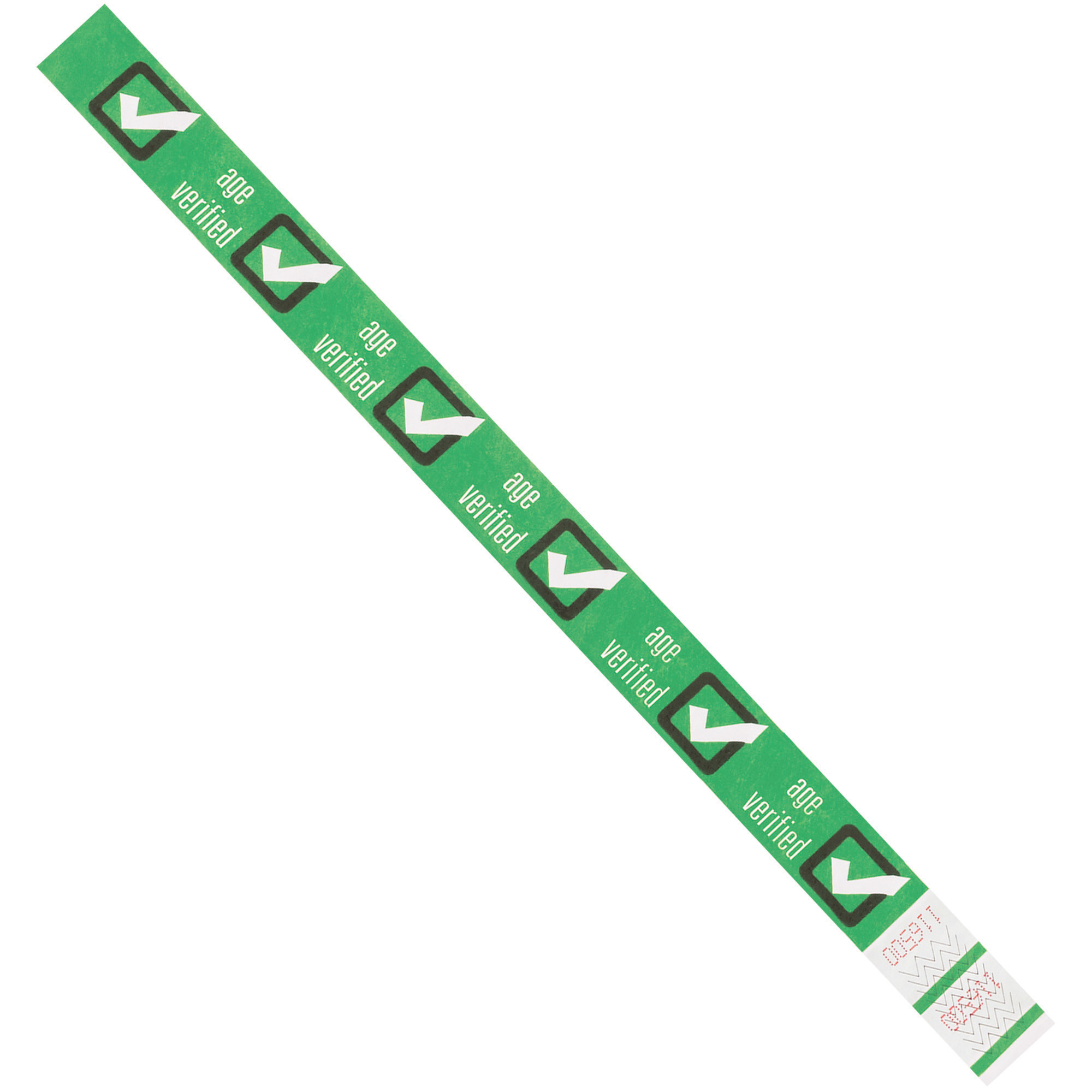 Tyvek® Wristbands, 3/4" x 10", Green "Age Verified", 500/Case