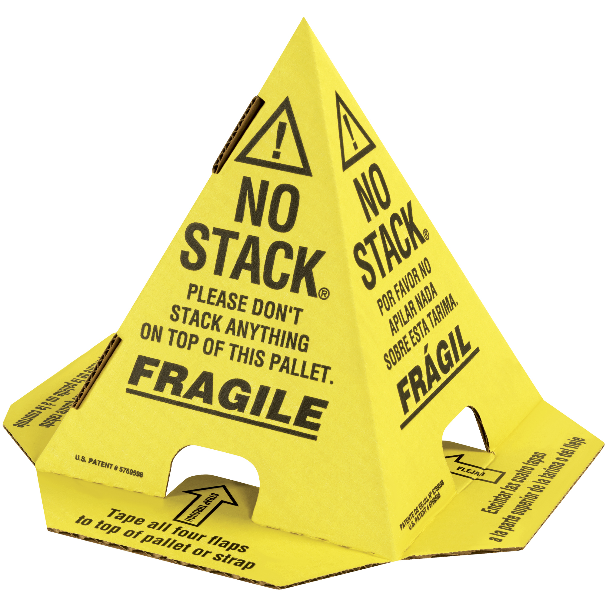 Pallet Cones - English, French & Spanish, 8" x 8" x 10", Yellow with Black Print, 50/Case